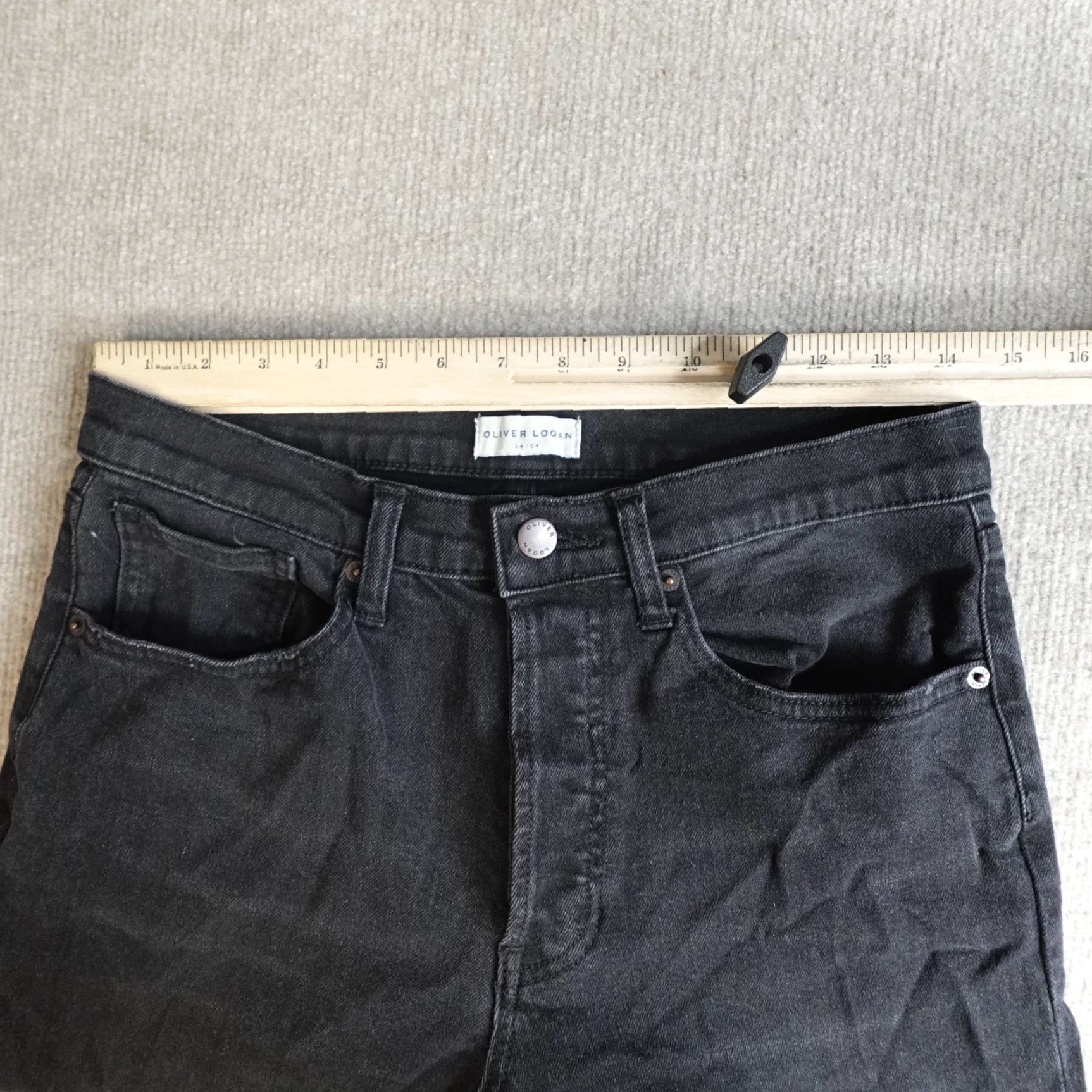 Madison Oliver Logan Womens Jeans 28 Black Madison Wide Leg Button Fly Denim Cotton Spandex 5-Pocket Womens Jeans Size 28" / US 6 / IT 42 - 6 Thumbnail