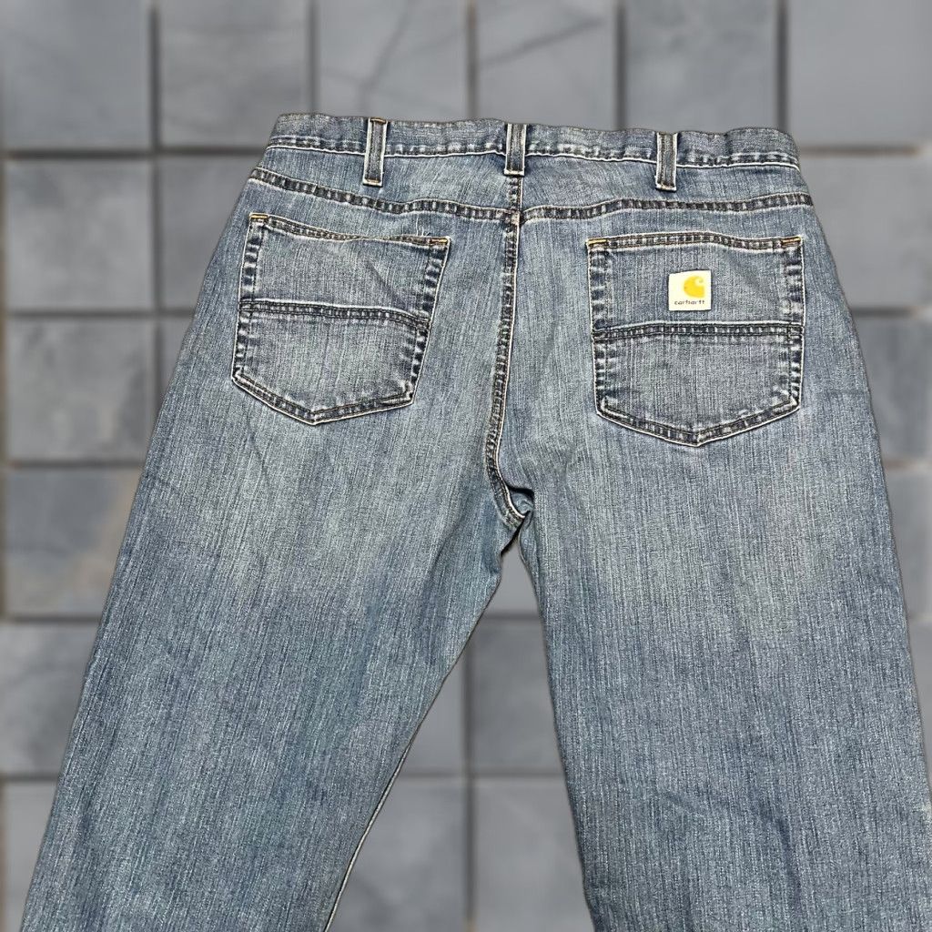 Carhartt Carhartt Jeans Mens 36 Short Blue Denim Relaxed Hemmed 25 Inseam Straight Mens Blue Jeans Size US 36 / EU 52 - 1 Thumbnail