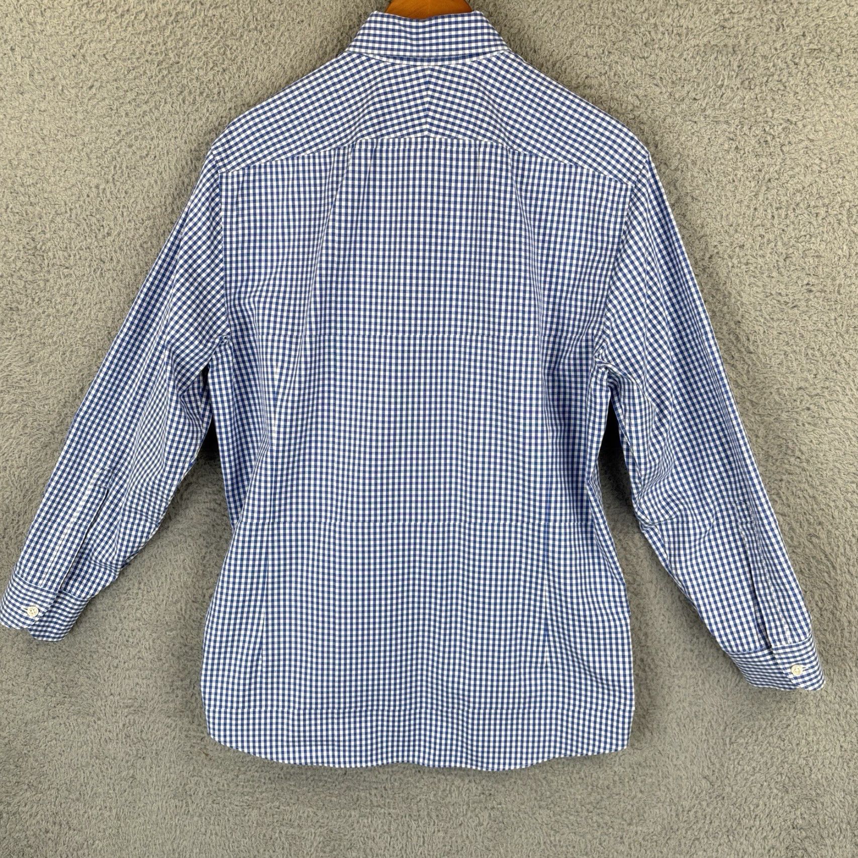 Charles Tyrwhitt Charles Tyrwhitt Shirt Mens 16.7/33 Blue Gingham Check Extra Slim Fit Non-Iron Slim Casual Long Sleeve Button-Up Size US L / EU 52-54 / 3 - 5 Thumbnail