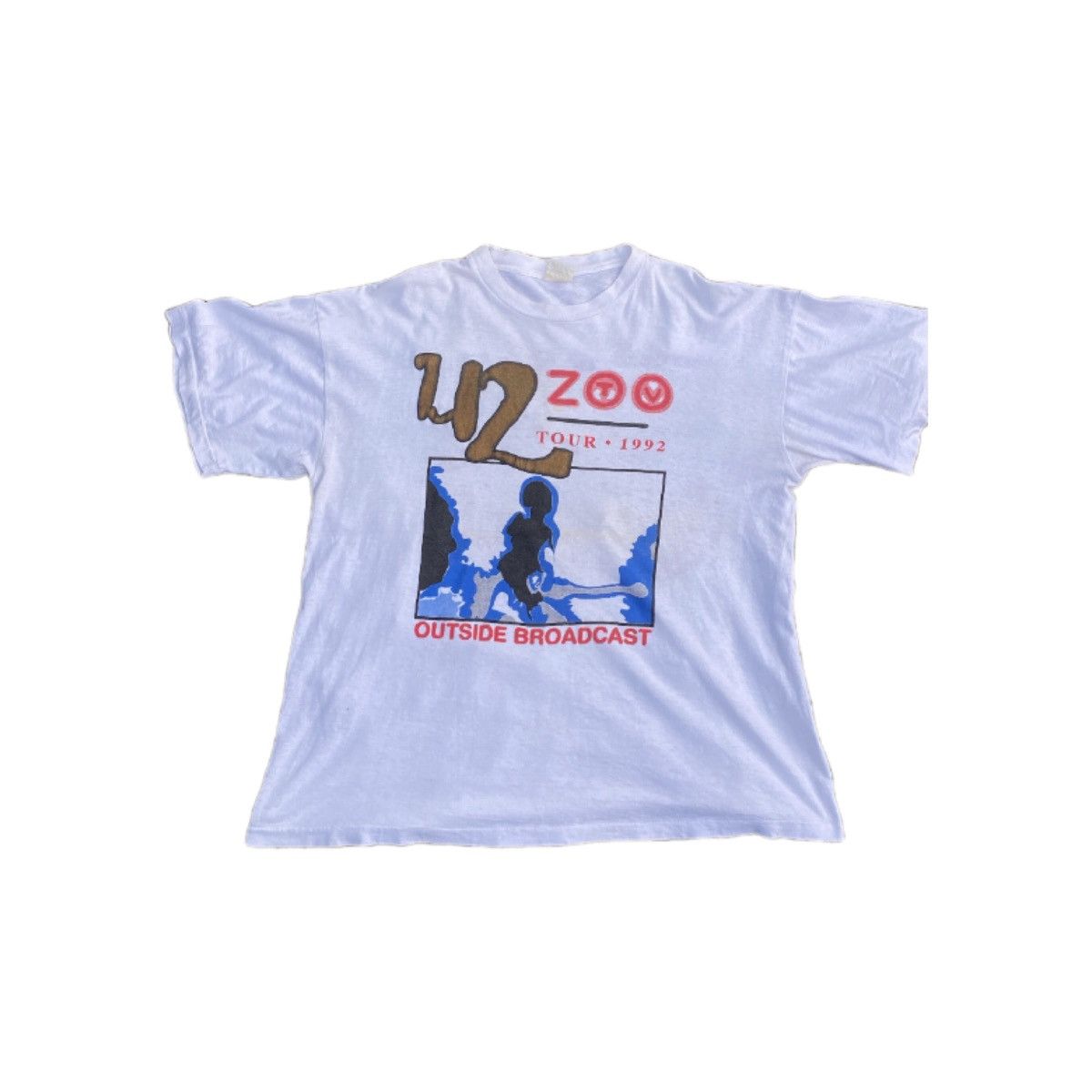 image of Band Tees x Vintage U2 1992 Broadcast Zoo Tour in White, Men's (Size XL)