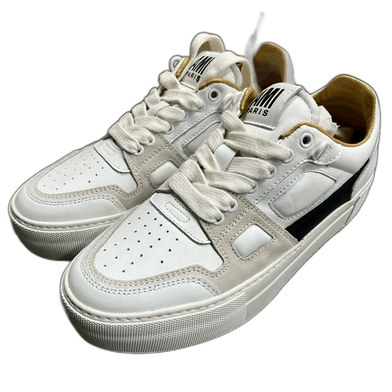 Ami White And Black Fashion Sneakers Shoes, Men's (Size 5.5)