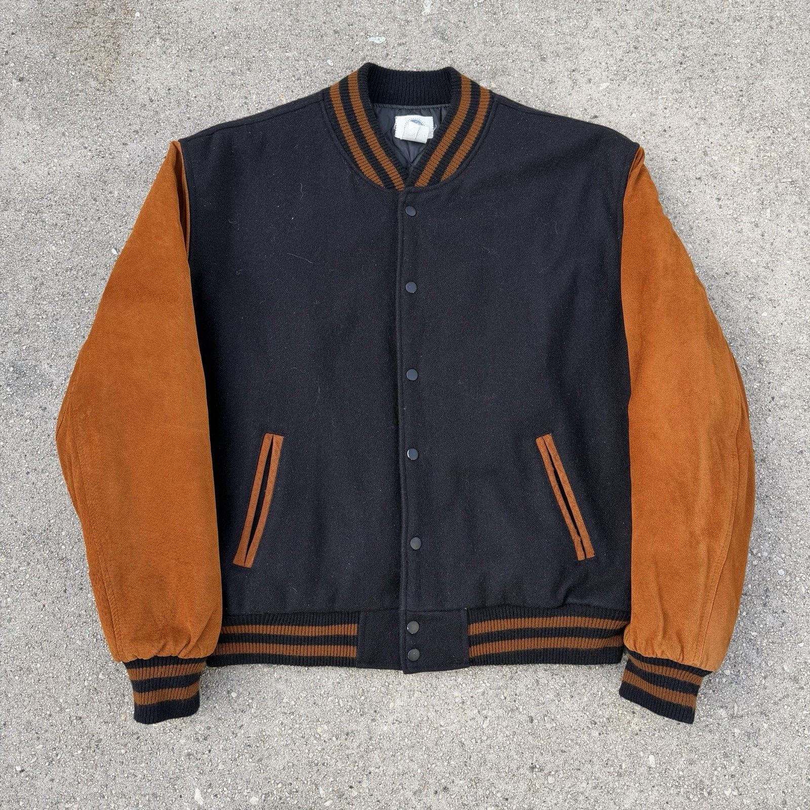 Leather × Vintage Vintage 90s Paramount Pictures Suede Leather Varsity Jacket Size US XL / EU 56 / 4 - 4 Thumbnail