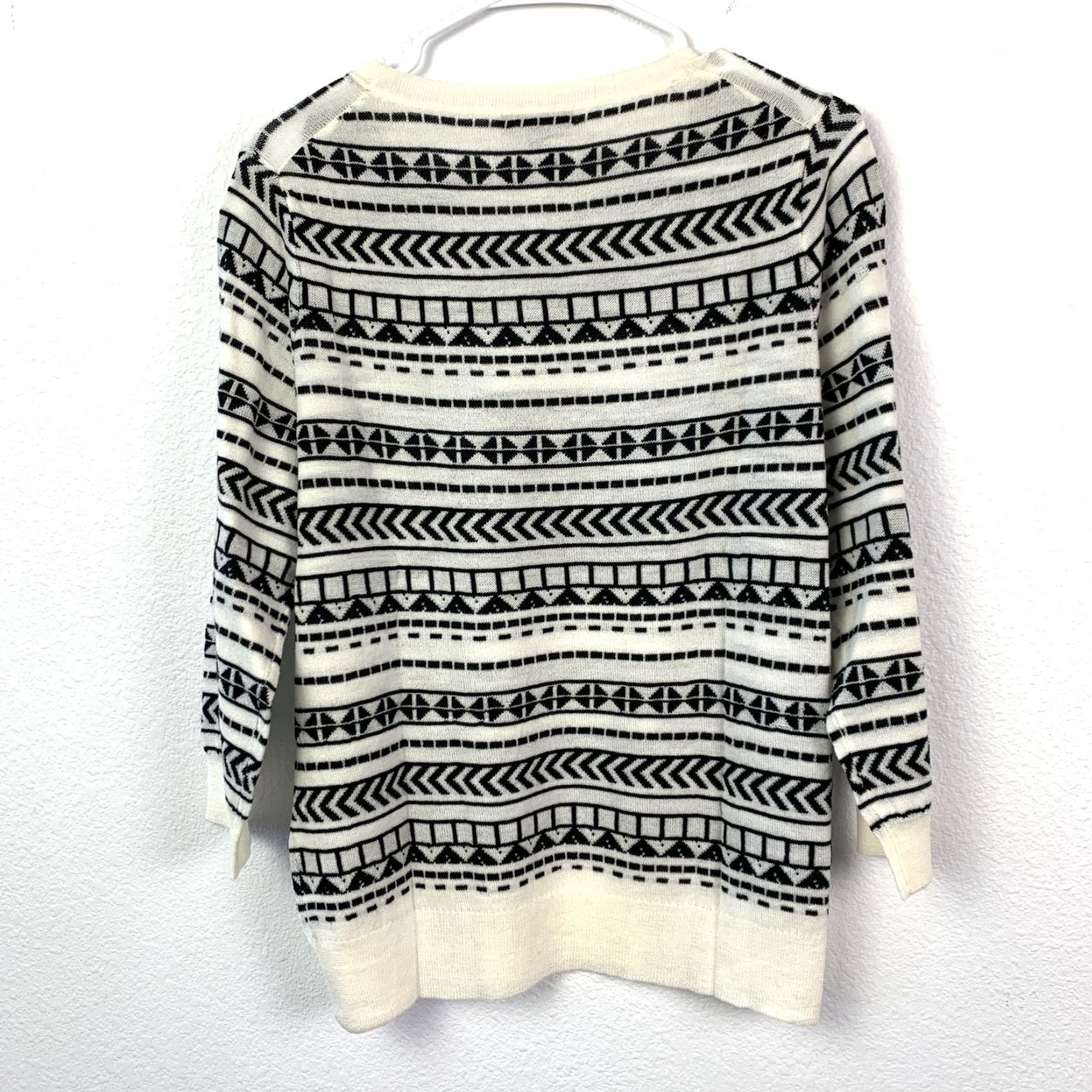 J.Crew J.Crew Sweater 3/4 Sleeve Ivory Black Merino Wool Fair Isle Crewneck L NWT Women Pullover Lightweight Knitted Patterned Knit Casual Business Casual Size L / US 10 / IT 46 - 7 Thumbnail