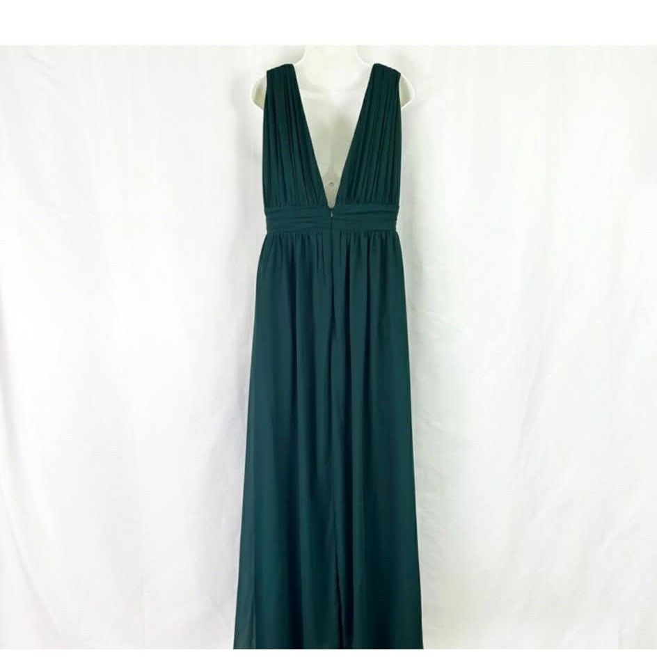 Lulus Lulus Emerald Green Maxi Dress Plunging Neckline size L Size L / US 10 / IT 46 - 10 Thumbnail