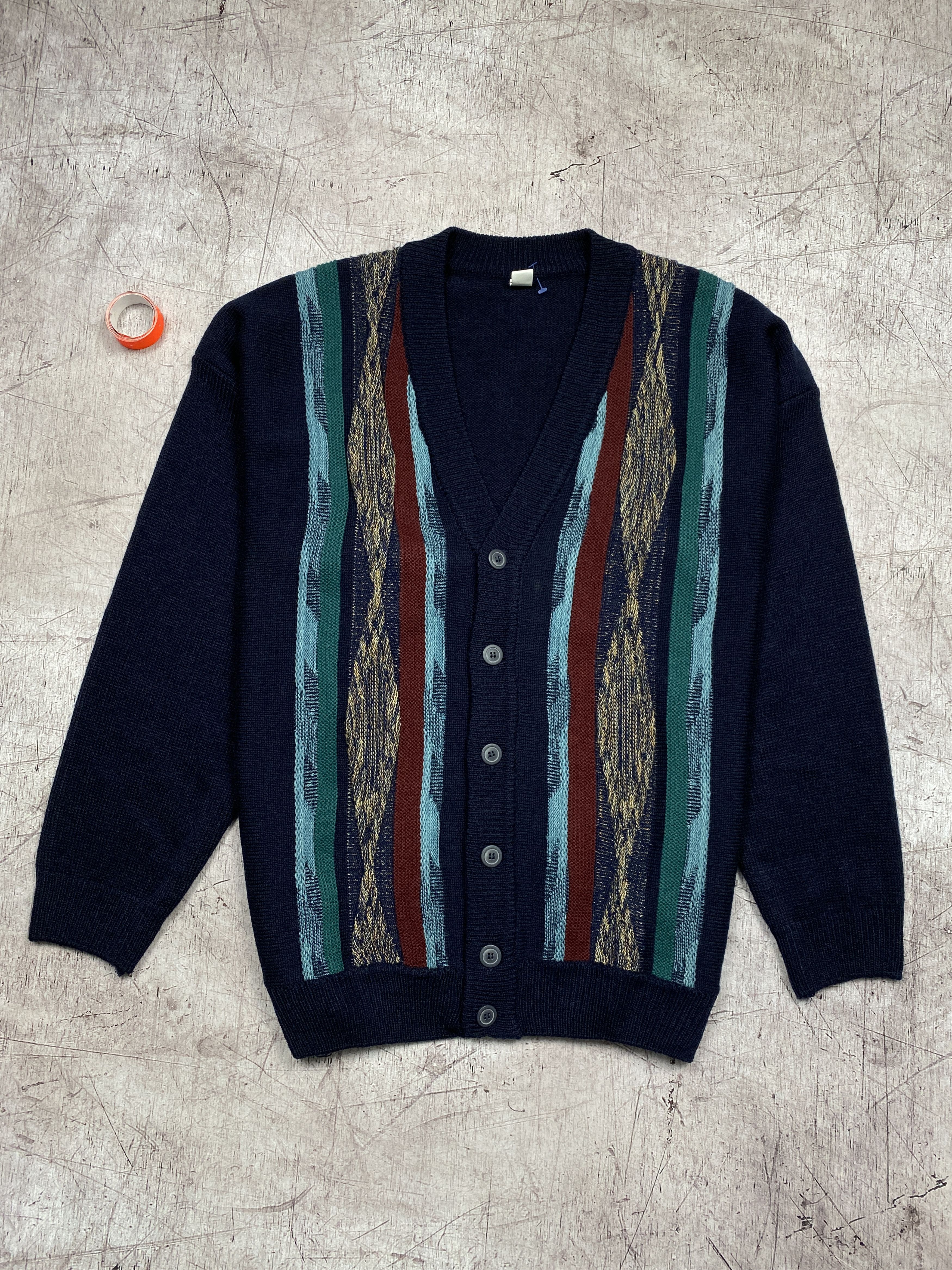 Vintage Vintage 90s Cardigan Coogi Style Textured Biggie Sweater Size US XL / EU 56 / 4 - 1 Thumbnail