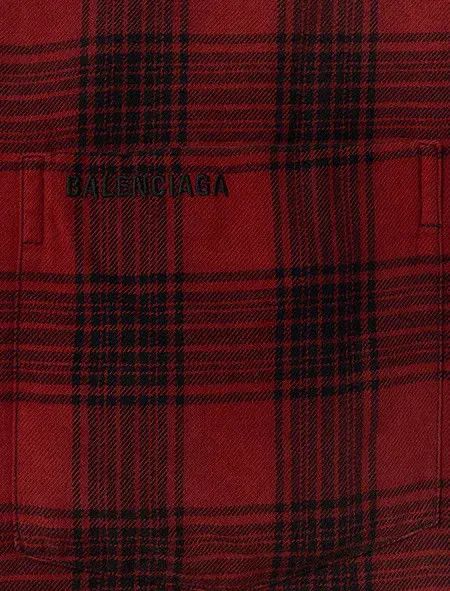 Balenciaga o1w1db10425 Hooded Shirt Oversized in Red/Black Size US XXL / EU 58 / 5 - 3 Thumbnail