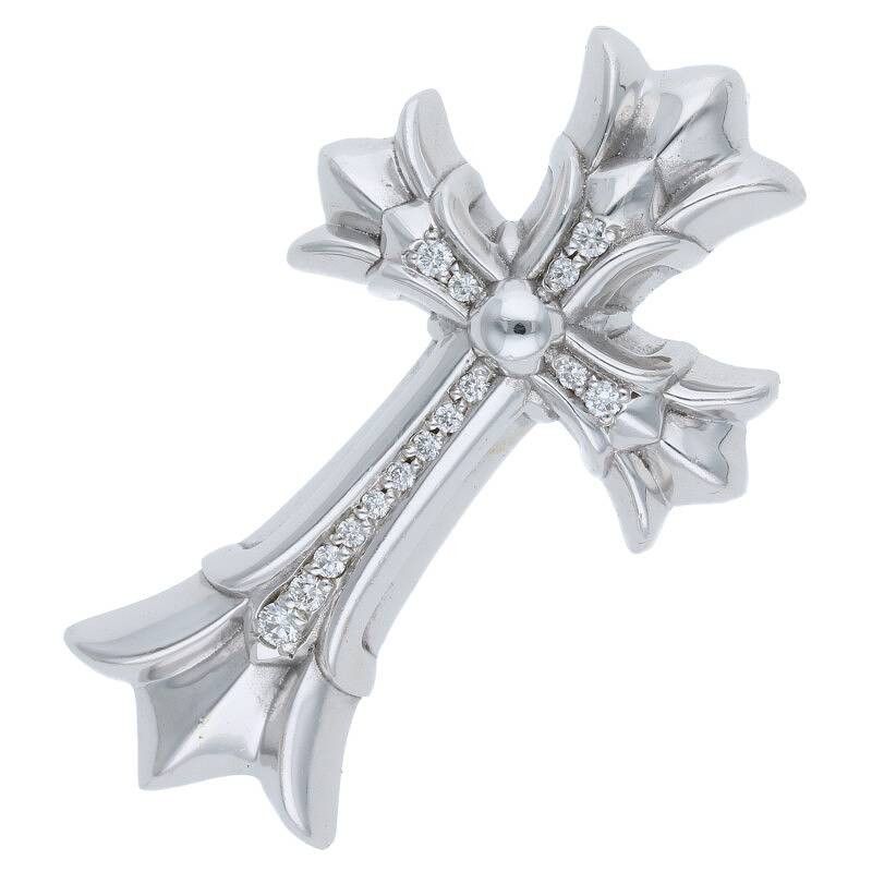 Chrome Hearts Small double CH cross pave diamond pendant 18K DBL