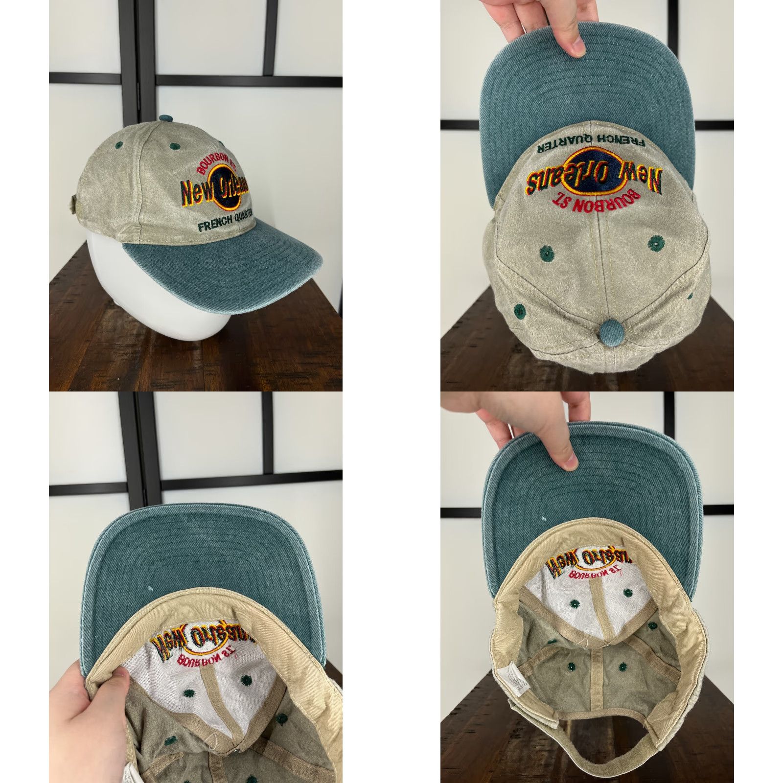 Vintage VINTAGE Bourbon Street Hat Cap Strap Back Adult One Size Gray Blue Cotton Size ONE SIZE - 8 Thumbnail