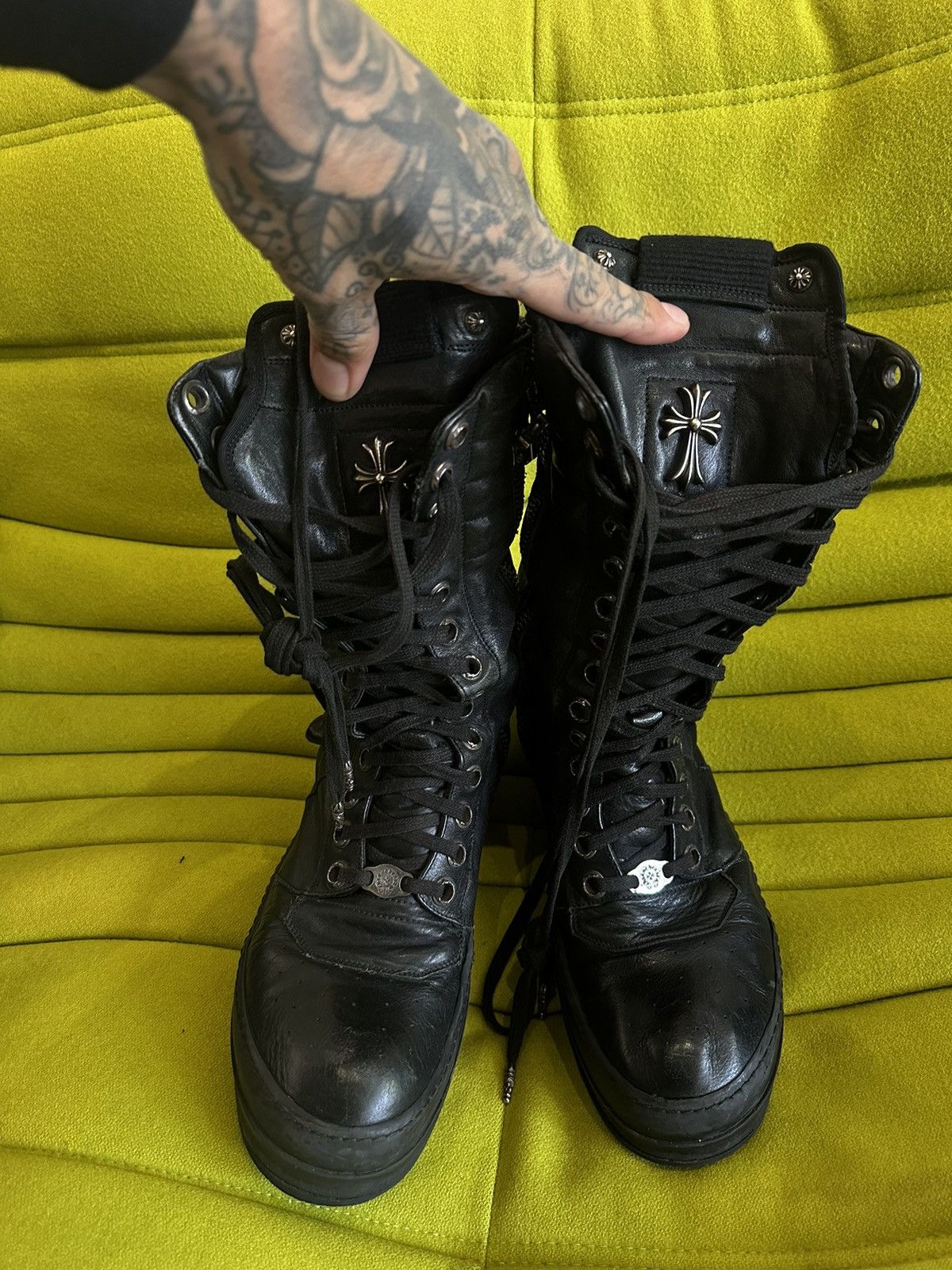 Pre-owned Chrome Hearts X Rick Owens Chrome Hearts Rick Owens Cross Sneakers 11 11.5