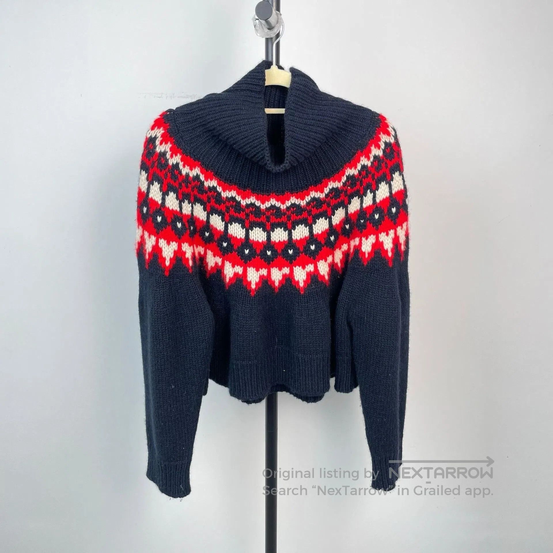 Celine Celine Dark Blue Fair Isle High Neck Sweater. Size S / US 4 / IT 40 - 1 Thumbnail