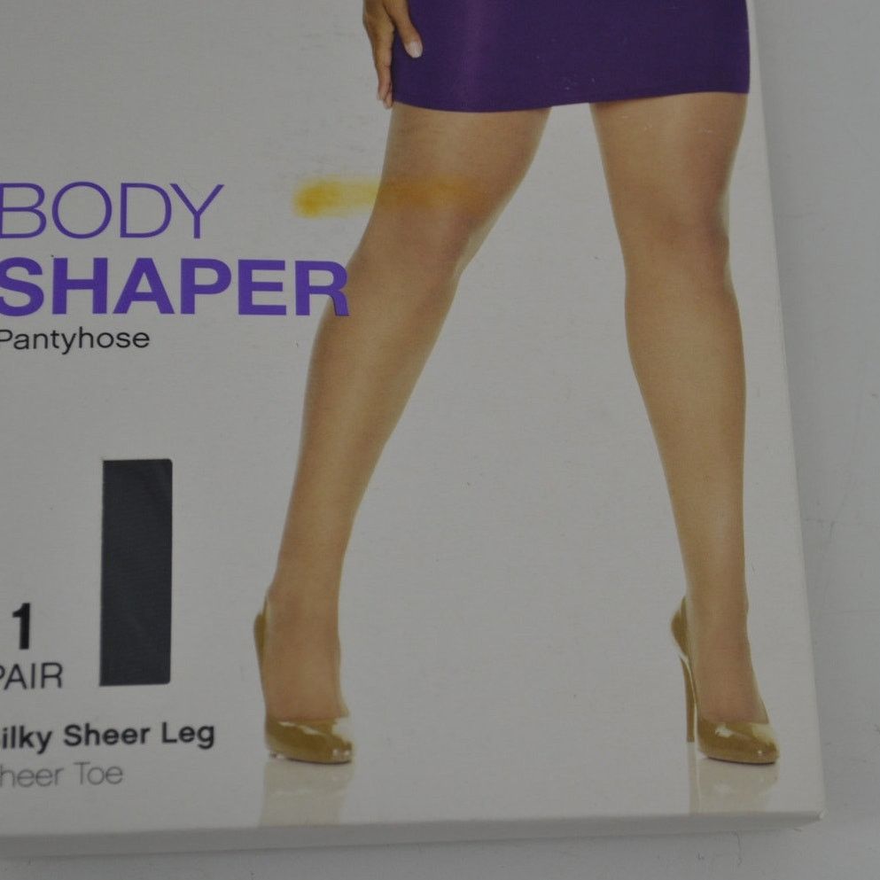 Hanes Hanes Body Shaper Pantyhose Silky Sheer Leg 1x/2x Black Plus Size ONE SIZE - 8 Thumbnail