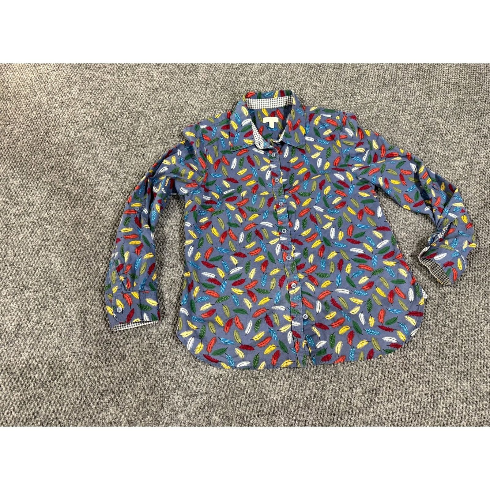Talbots Talbots Blouse Shirt Womens PS Petite Blue Feather Print Long Sleeve Button Up Size S / US 4 / IT 40 - 2 Thumbnail