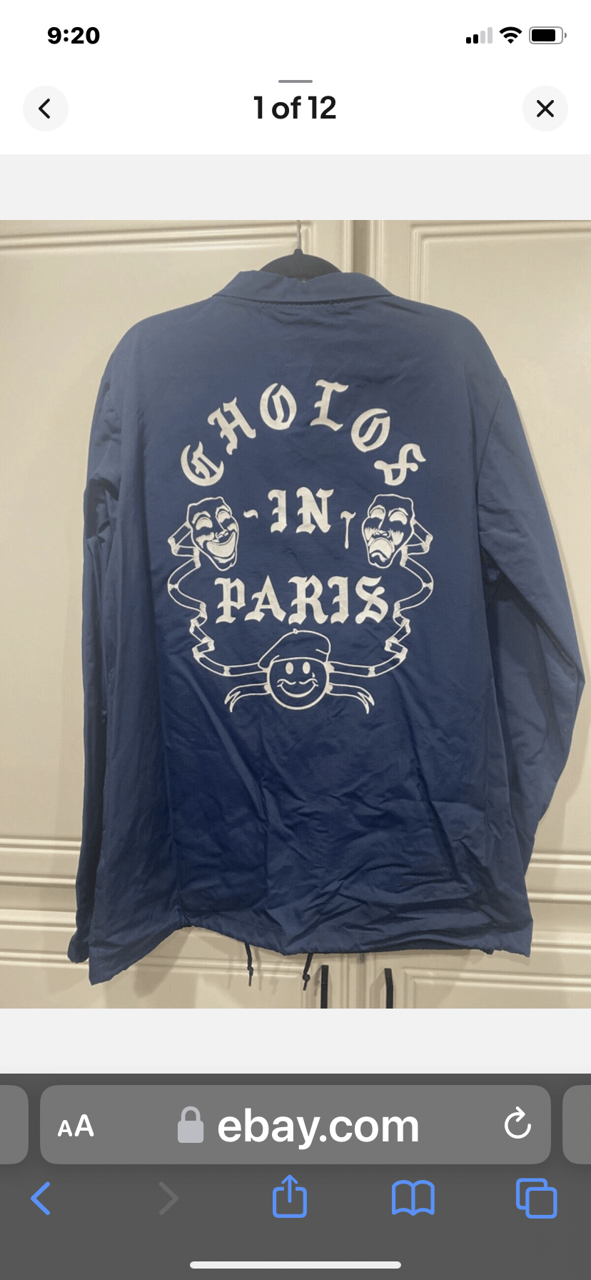 image of Born x Raised Coaches Jacket Cholos In Paris XL in Navy, Men's