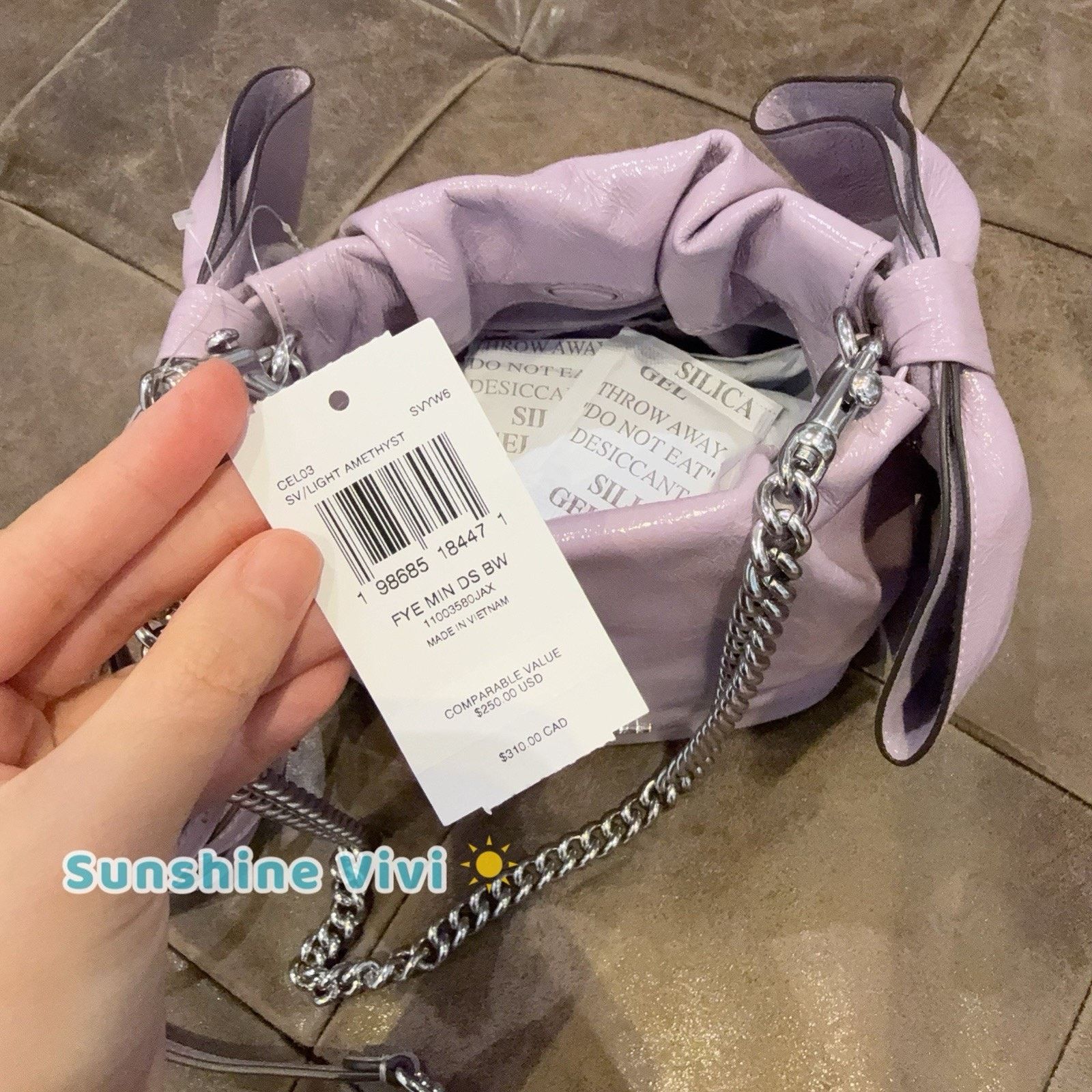 Coach NWT Coach Faye Mini Drawstring Bag Bows CEL03 Amethyst Size ONE SIZE - 6 Thumbnail