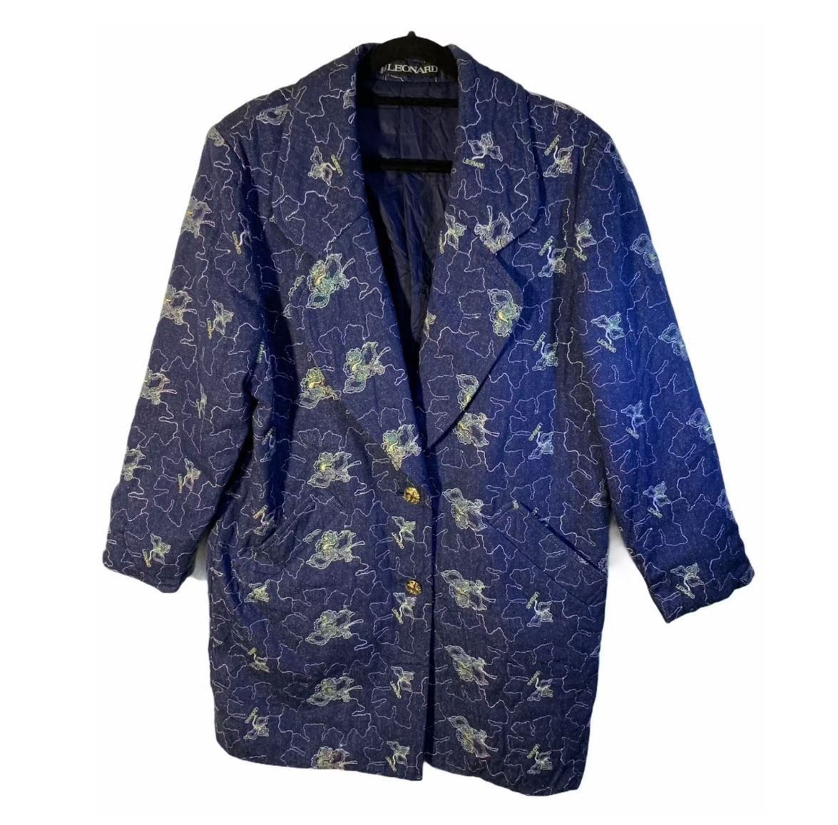 Leonard Paris Leonard Paris Coat Blue Medium - Large Metallic Embroidered Size US M / EU 48-50 / 2 - 1 Thumbnail