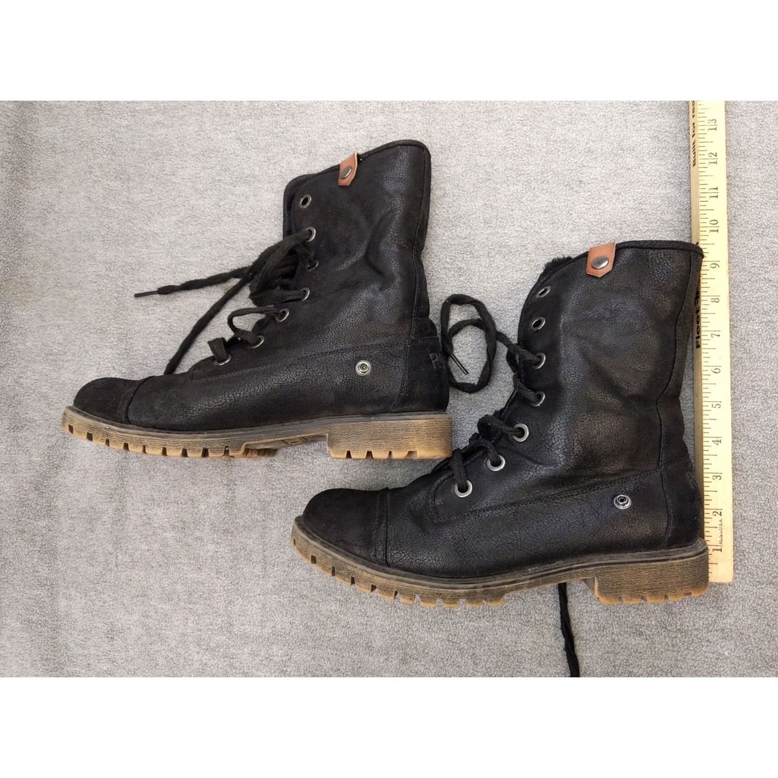 Vintage Roxy Boots Womens 10 Black Synthetic Mid Calf Lace Up Faux Fur Combat Bruna Size US 10 / IT 40 - 2 Thumbnail