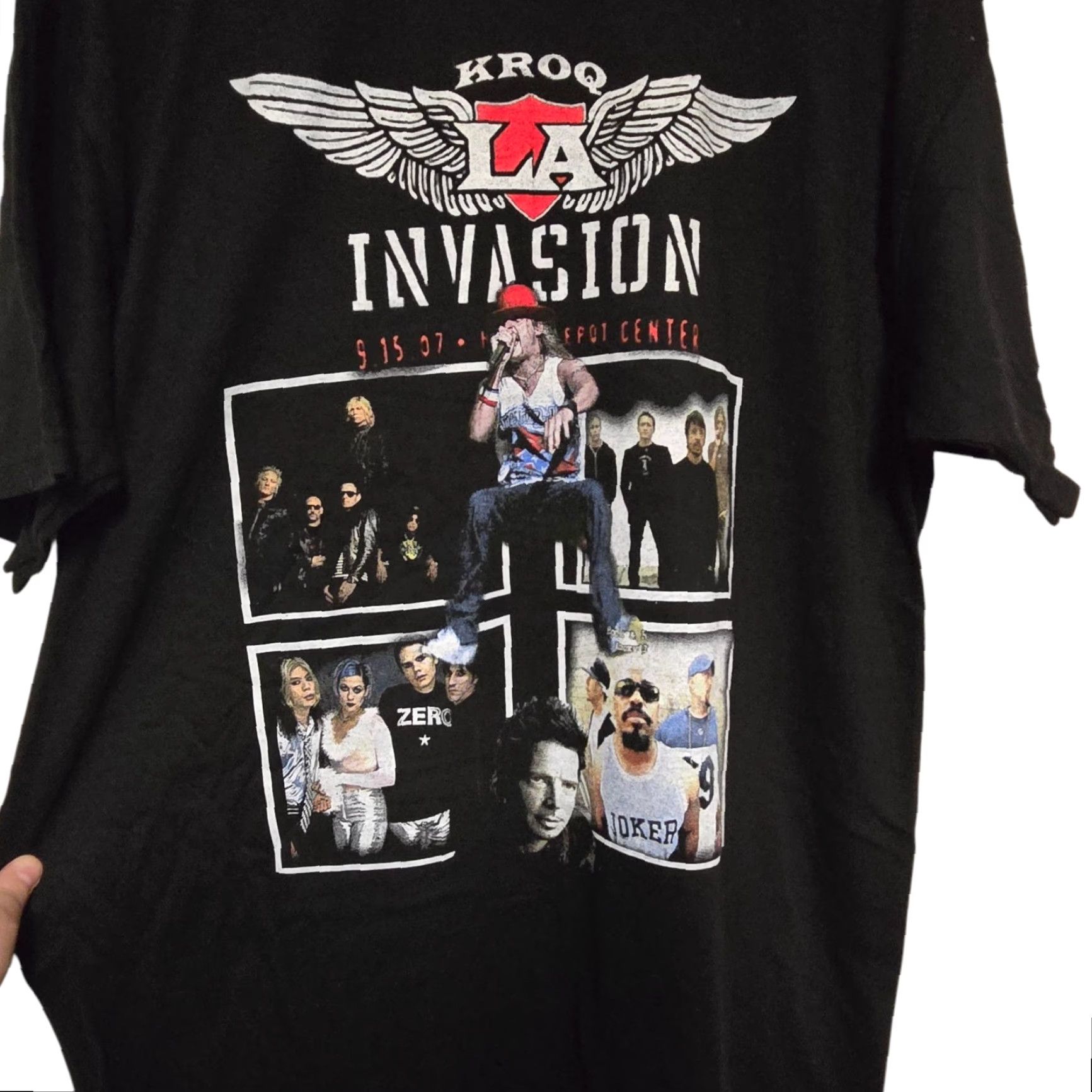 Vintage KROQ LA Invasion Tour T-Shirt XL Black Band Music Men Short Sleeve 2007 Smashing Pumpkins Kid Rock Foo Fighter Rare Size US XL / EU 56 / 4 - 2 Thumbnail