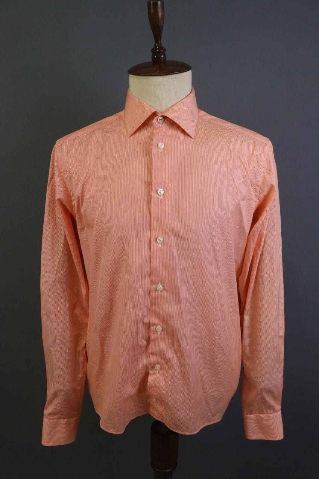 Eton Eton Orange Pinstriped Cotton Collar Dress Shirt Size 44 Size 38R - 1 Thumbnail