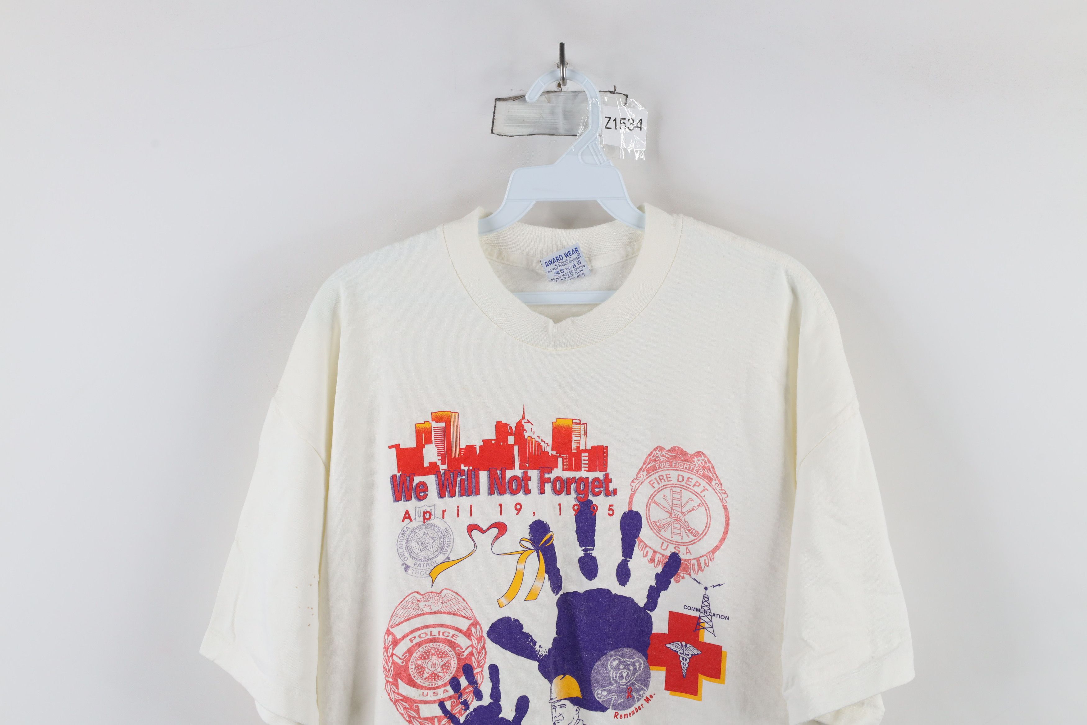 Vintage Vintage 90s Oklahoma City Bombing Short Sleeve T-Shirt USA Size US XXL / EU 58 / 5 - 2 Thumbnail