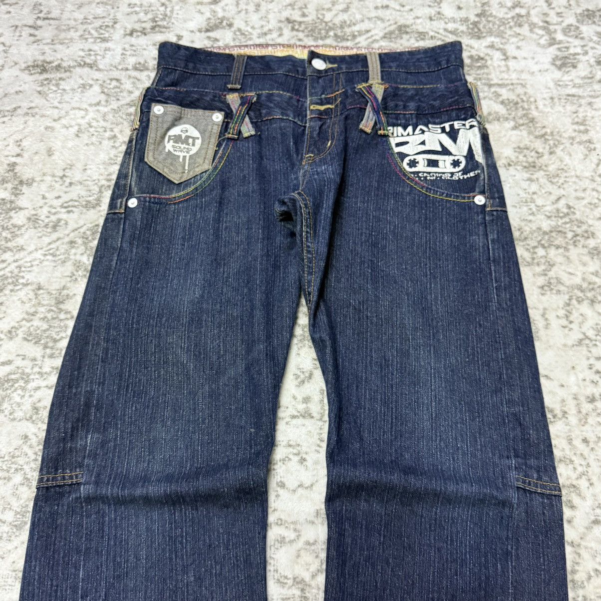 Japanese Brand 2000s Rimaster Japan Double Waist Twisted Seam Jeans Size US 30 / EU 46 - 7 Thumbnail