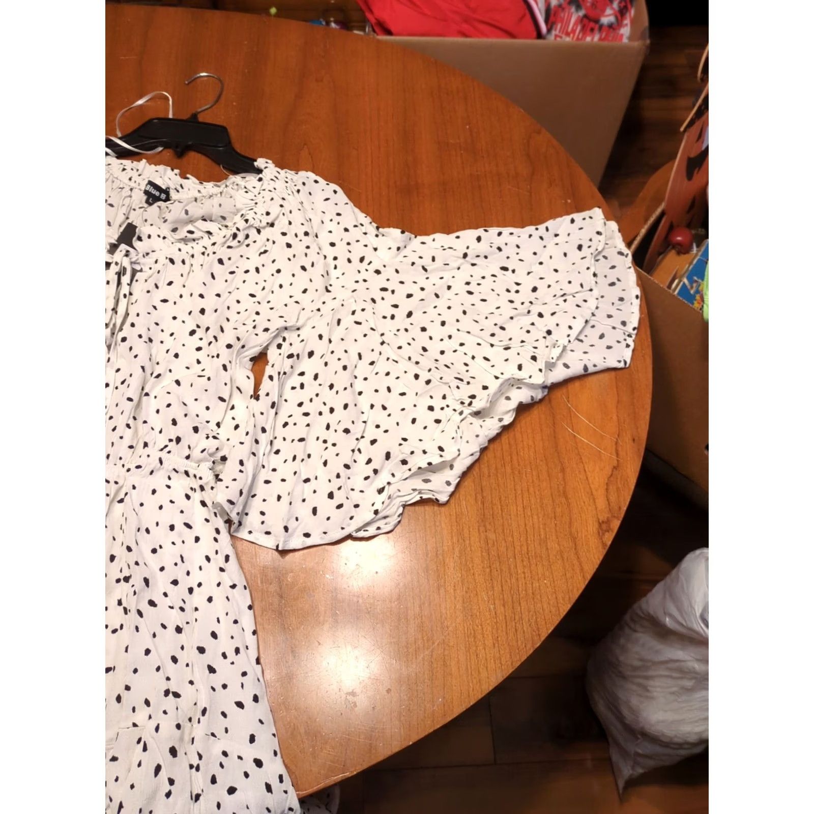 Vintage Blue B Romper Women's Flutter Sleeve Ruffle Print White Black Size L Size 36" / US 14 / IT 50 - 5 Thumbnail