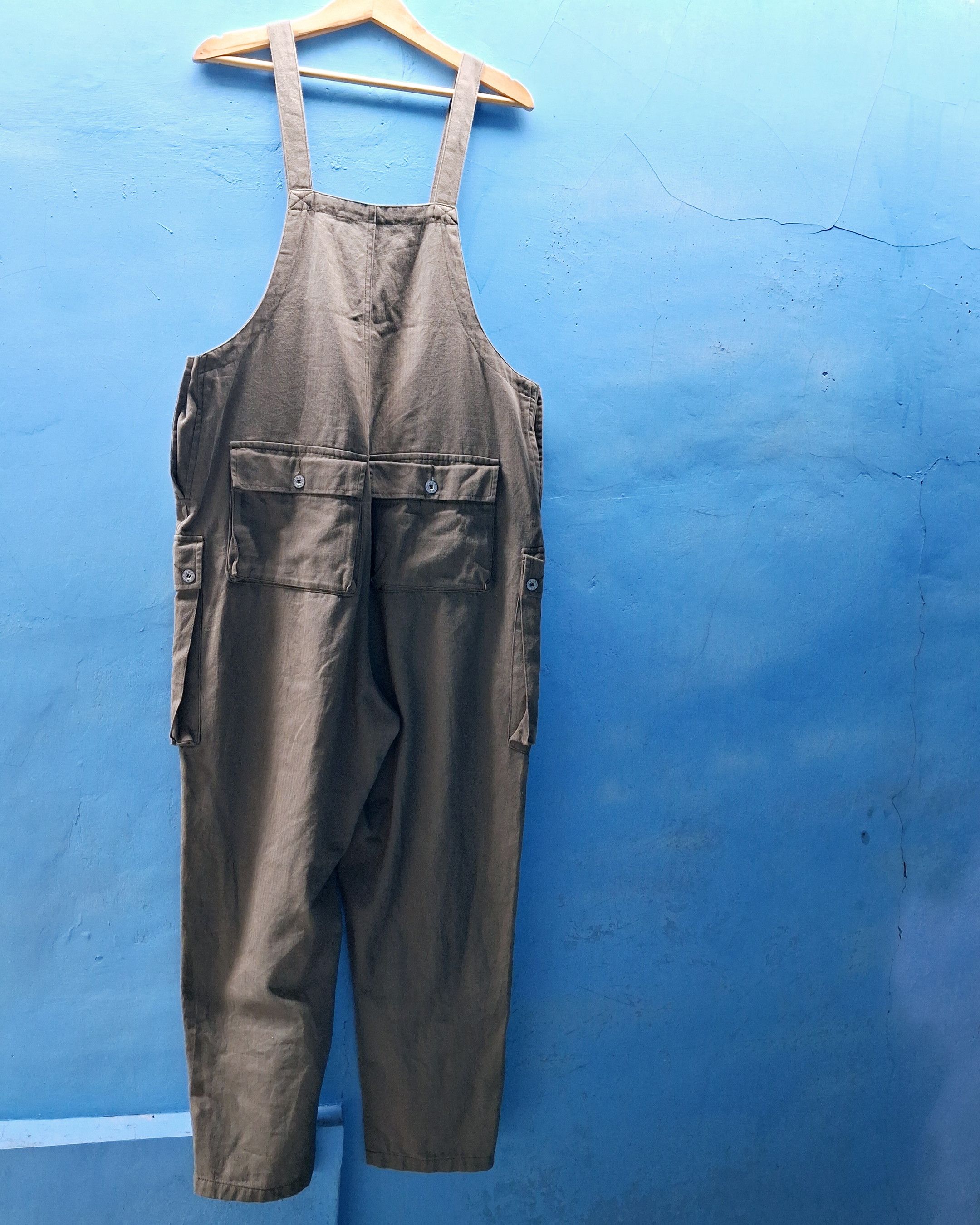Japanese Brand PMGO HERRINGBONE TWILL HBT OLIVE GREEN DECK OVERALL Size US 43 - 15 Thumbnail