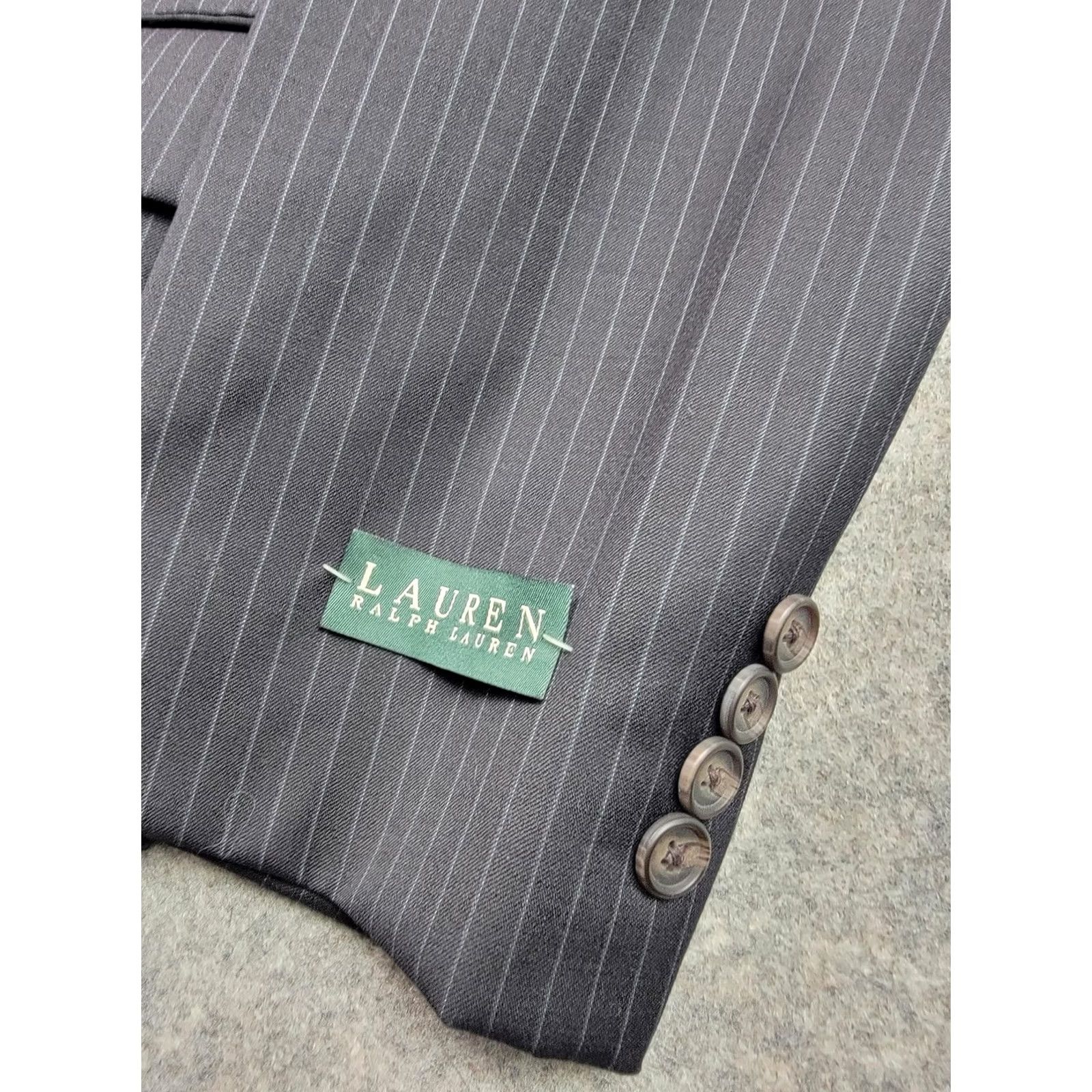 Ralph Lauren Lauren Ralph Lauren Blazer Mens 48 Long Black Pinstripe Wool Ultraflex Suit Jacket Size 48R - 5 Thumbnail