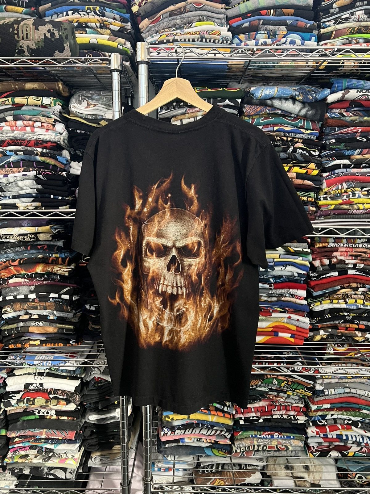 Vintage 90s Flaming Skull Single Stitch Rock Eagle Tee Size US L / EU 52-54 / 3 - 2 Thumbnail
