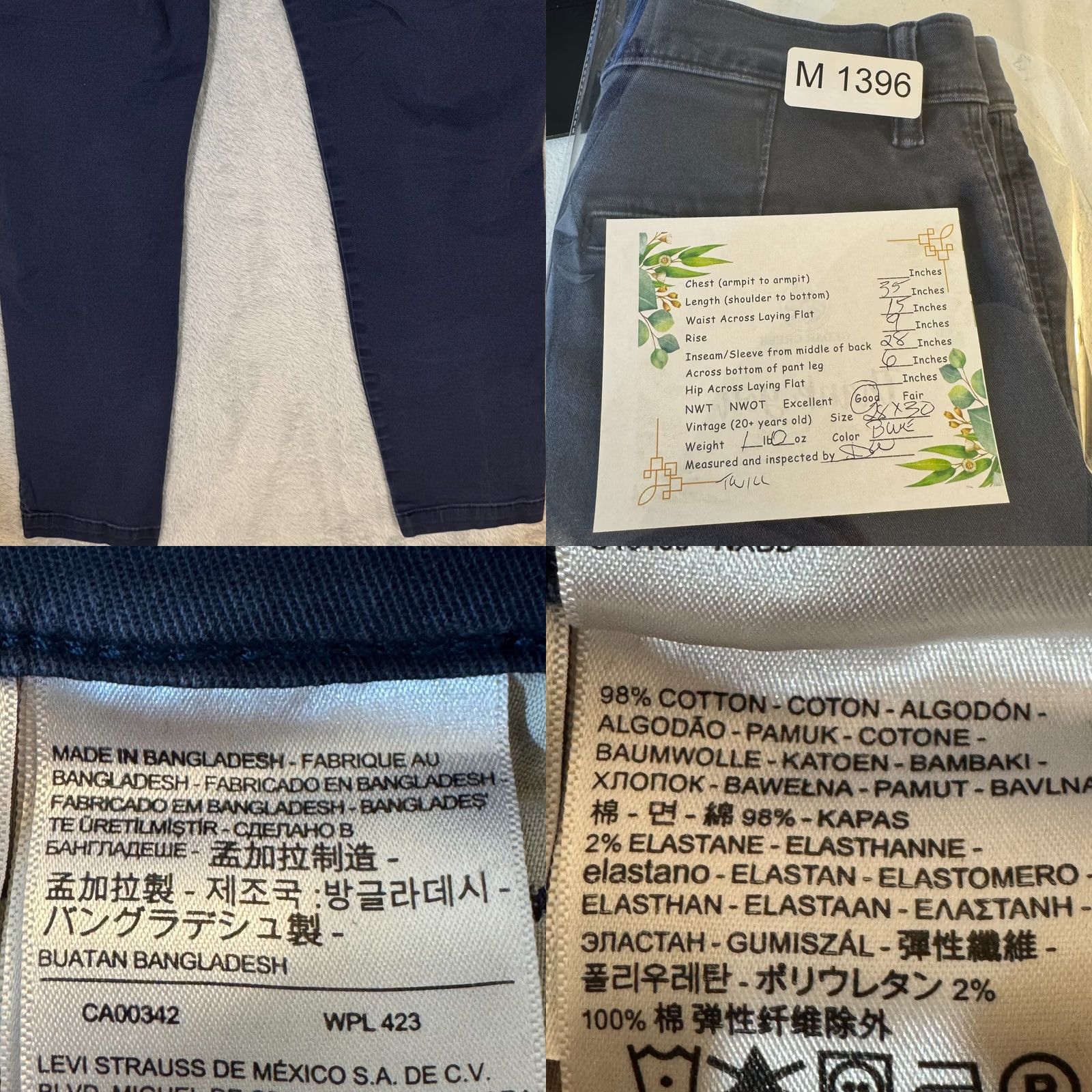 Levi's Levi’s 552 Jeans Mens 28x30 Blue Denim Mid Rise Straight Leg Medium Wash Size US 28 / EU 44 - 8 Thumbnail