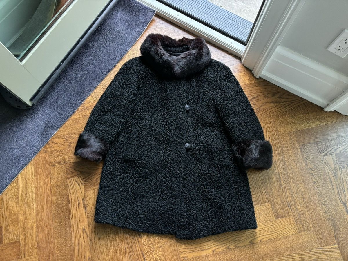 Vintage 1960s Astrakhan Coat Vintage Persian Lamb Wool Fur Trim Pea Size US XS / EU 42 / 0 - 17 Thumbnail