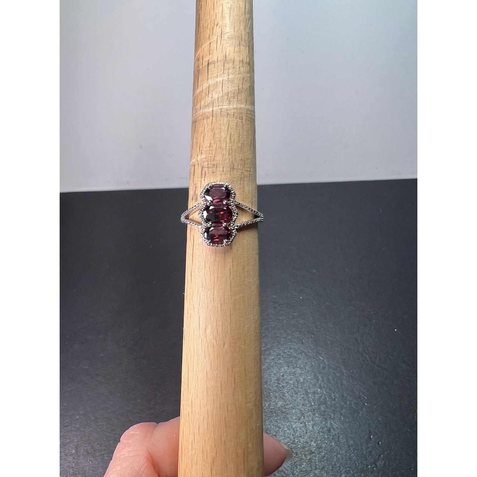 Other Red zircon 3 stone sterling silver ring size 9 Size ONE SIZE - 3 Thumbnail