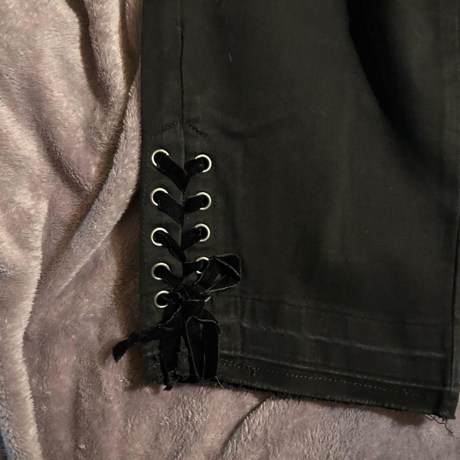 Coldwater Creek Coldwater Creek Jeans black with velvet lace up ankle detail Size 22" - 6 Thumbnail