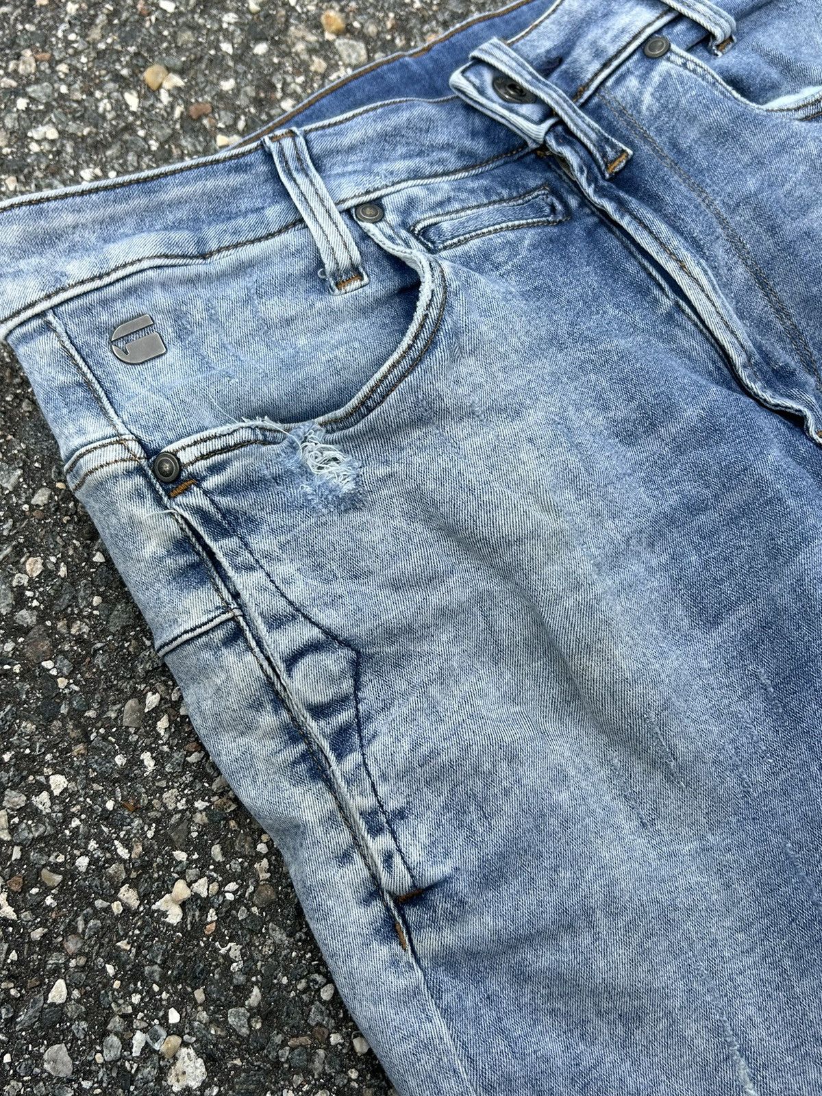 G-Star G Star Raw D- Staq 3D Super Slim Distressed Jeans Size US 30 / EU 46 - 4 Thumbnail