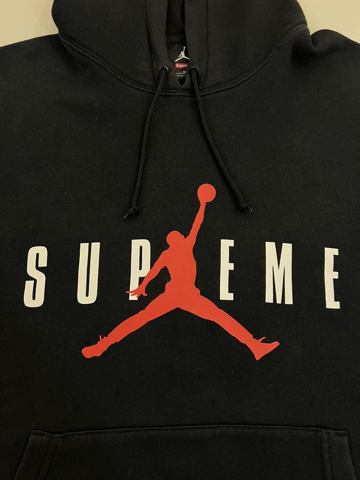 Jordan Brand × Supreme Supreme X Jordan Hooded Pullover Black FW15 Size US M / EU 48-50 / 2 - 3 Thumbnail