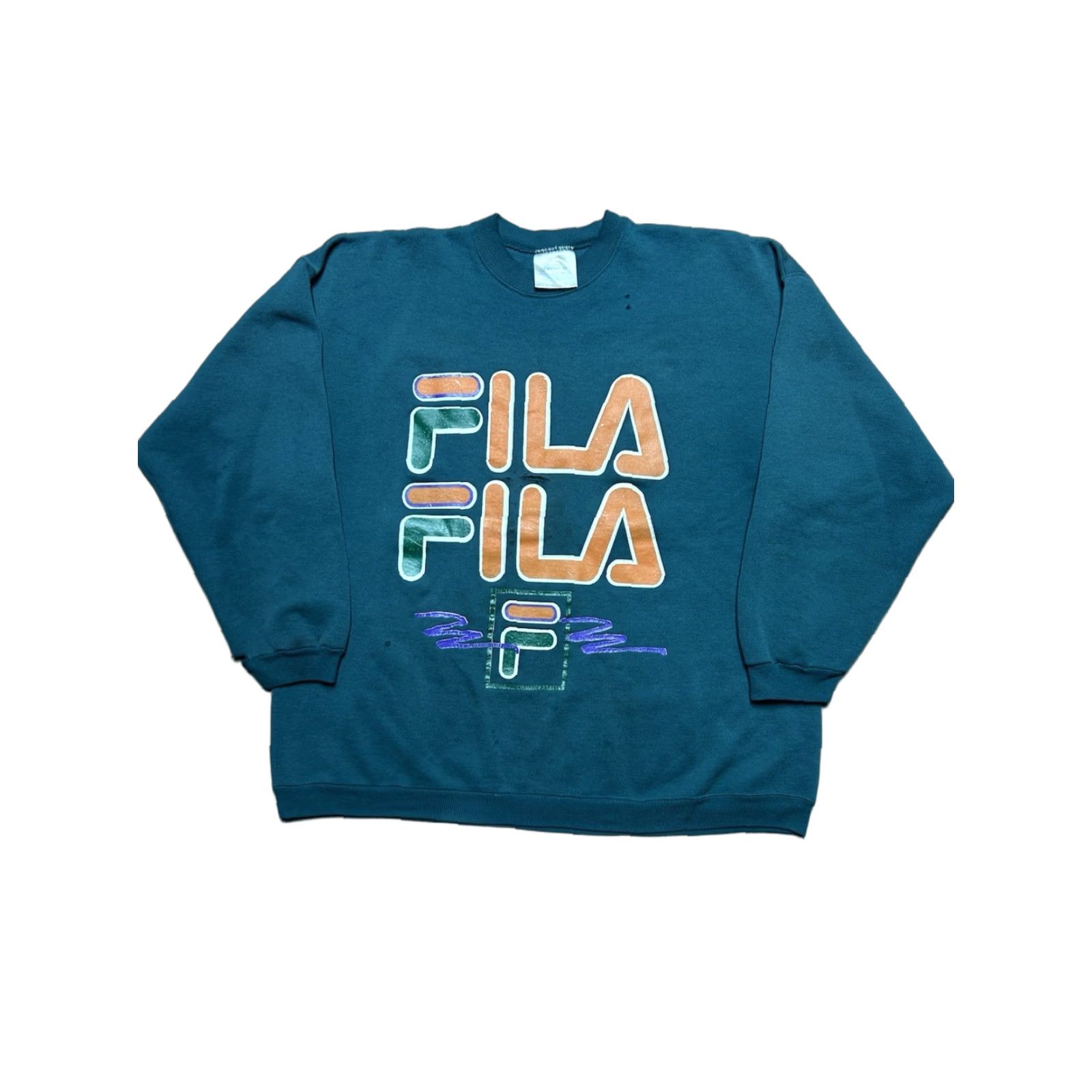 Hanes VINTAGE 90s Hanes Sweatshirt Crewneck Fila graphic boot Distressed Adult XXL Green Pullover Men Size US XXL / EU 58 / 5 - 1 Thumbnail