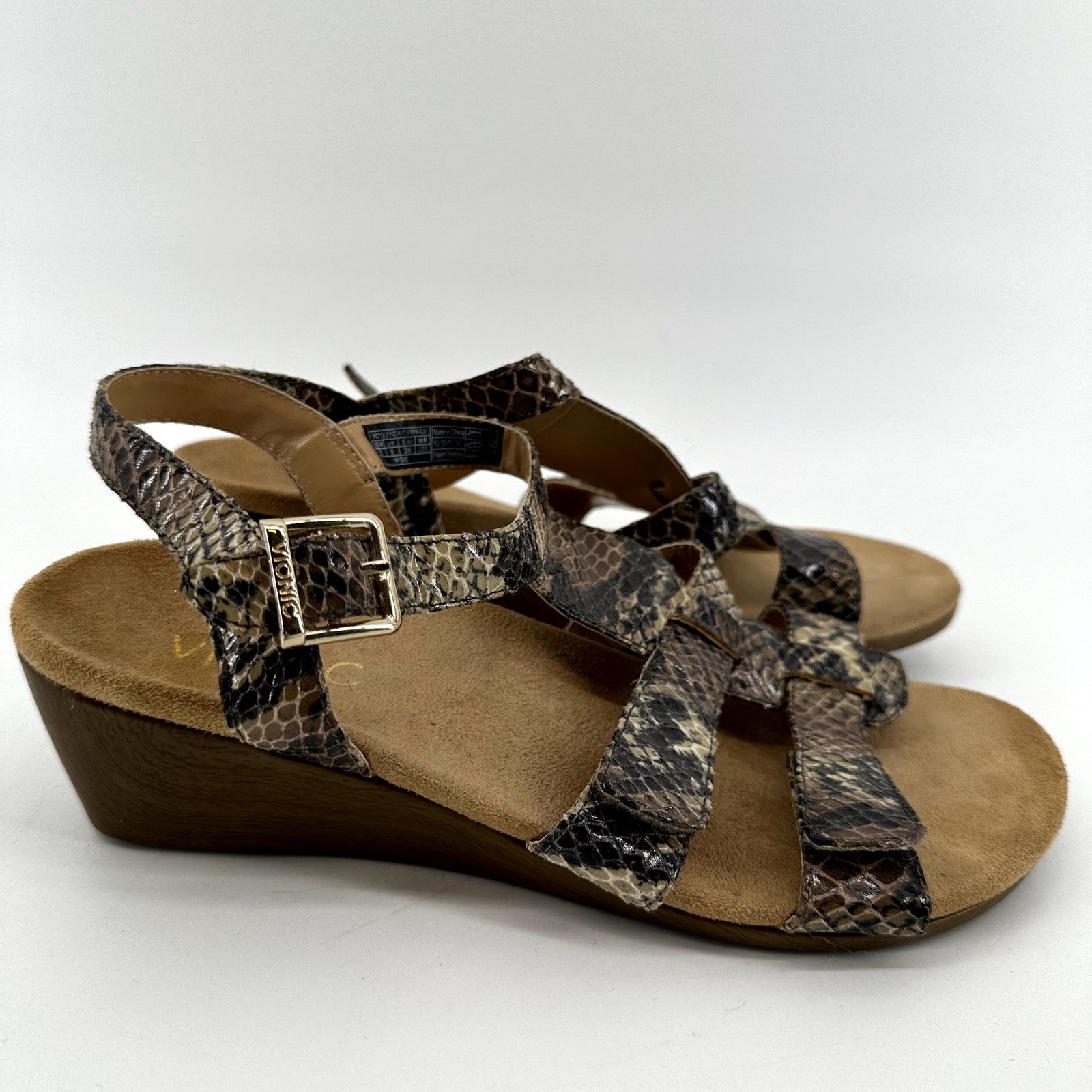 Vionic Vionic Glenda Orthaheel Sandals Snakeskin Wedge Leather 8 Size US 8 / IT 38 - 2 Thumbnail