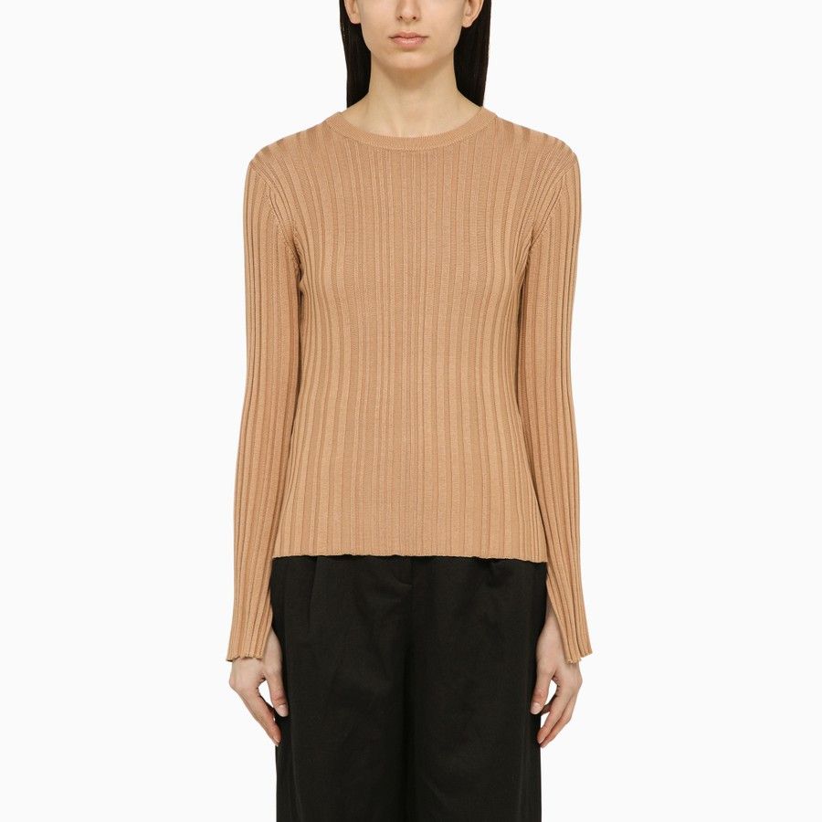 o1d2blof0824 Silk Blend Crew-Neck Sweater in Brown