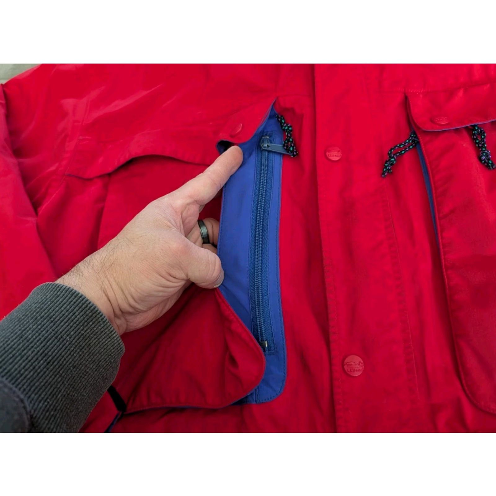 VINTAGE LL Bean NORTHCOL Gore-Tex Adventure Ski Jacket Men XLT Red - Water Resistant Hooded Shell Coat 90s Skiing Mens