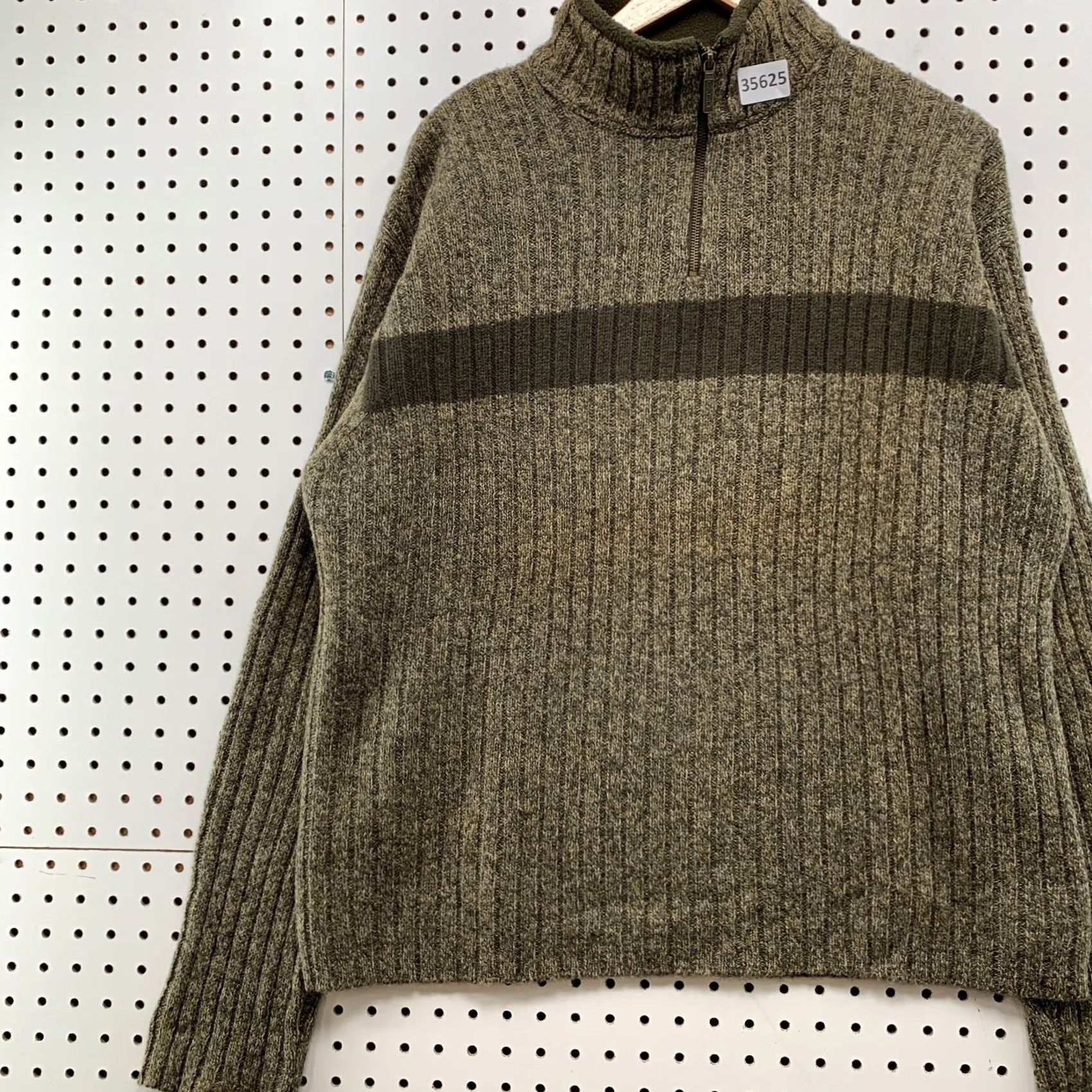 American Eagle Outfitters American Eagle Sweater Mens Medium Brown 1/4 Zip 100% Wool Rib Knit 25x26 Size US M / EU 48-50 / 2 - 3 Thumbnail