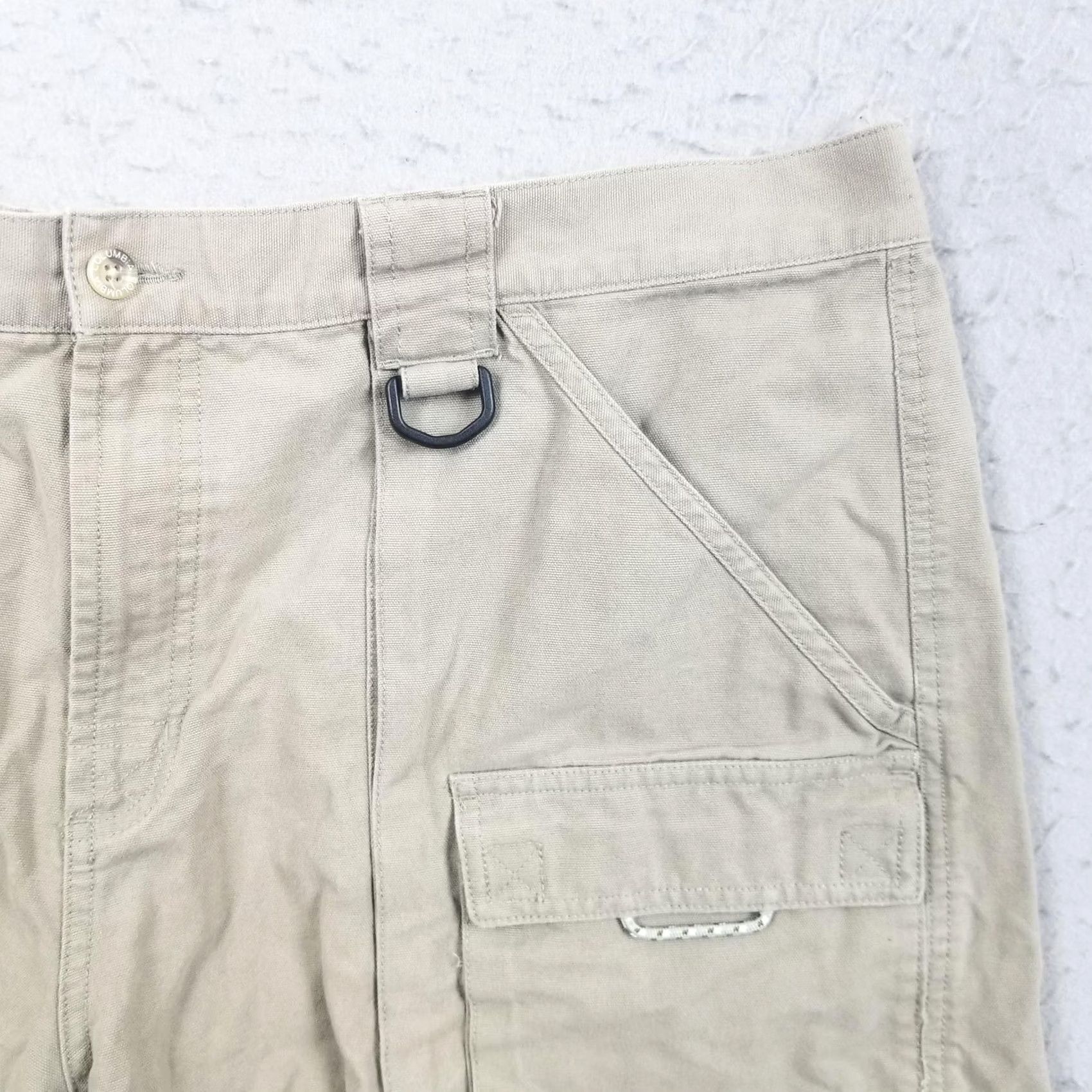 Vintage Columbia PFG Cargo Shorts Mens XL Beige Cotton Elastic Waist 8 Inseam Fishing Size US 36 / EU 52 - 3 Thumbnail