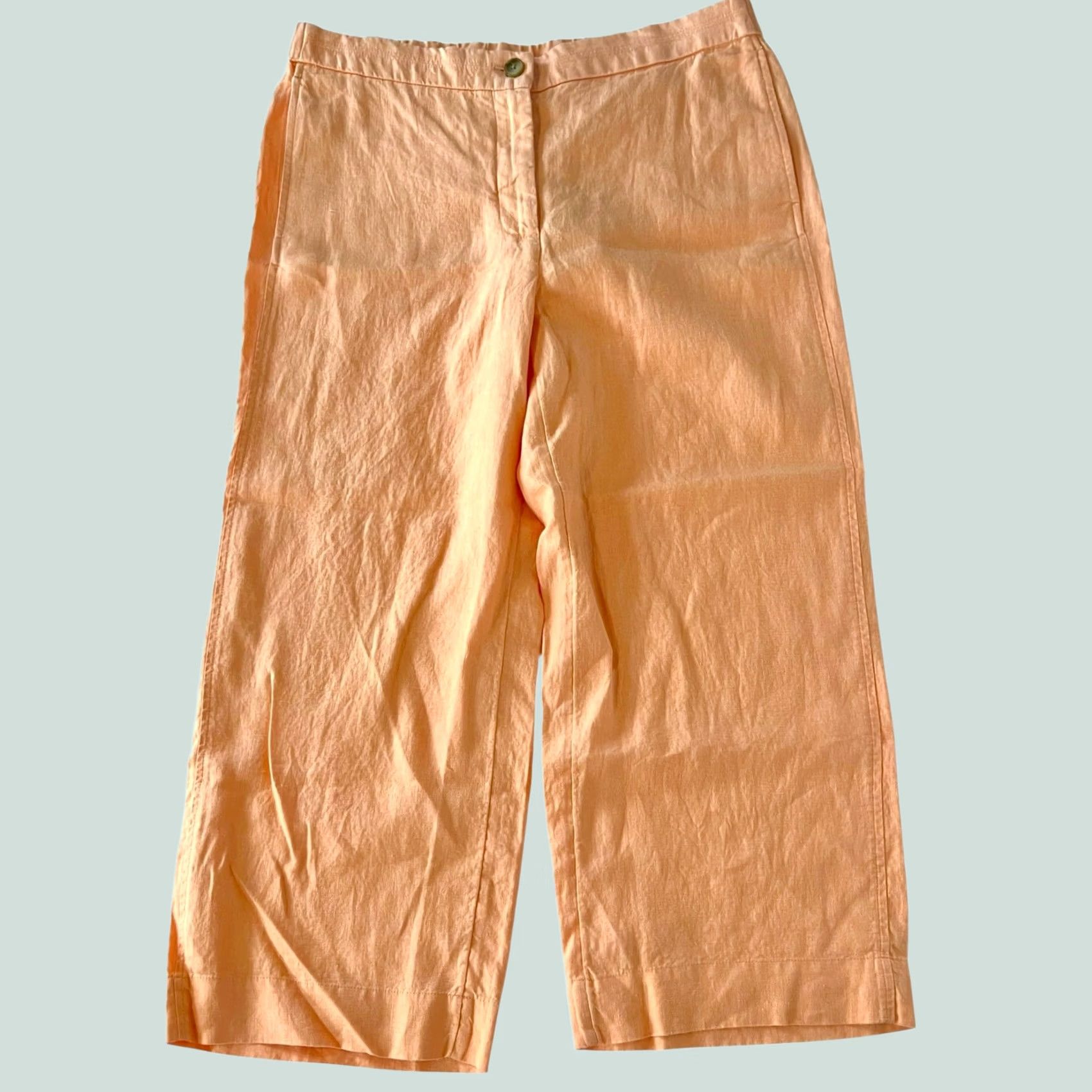 J. Jill VINTAGE J.JILL Love Linen Orange Semi Elastic Waist Wide Leg Casual Everyday Pants Sz M Size 32" / US 10 / IT 46 - 1 Thumbnail