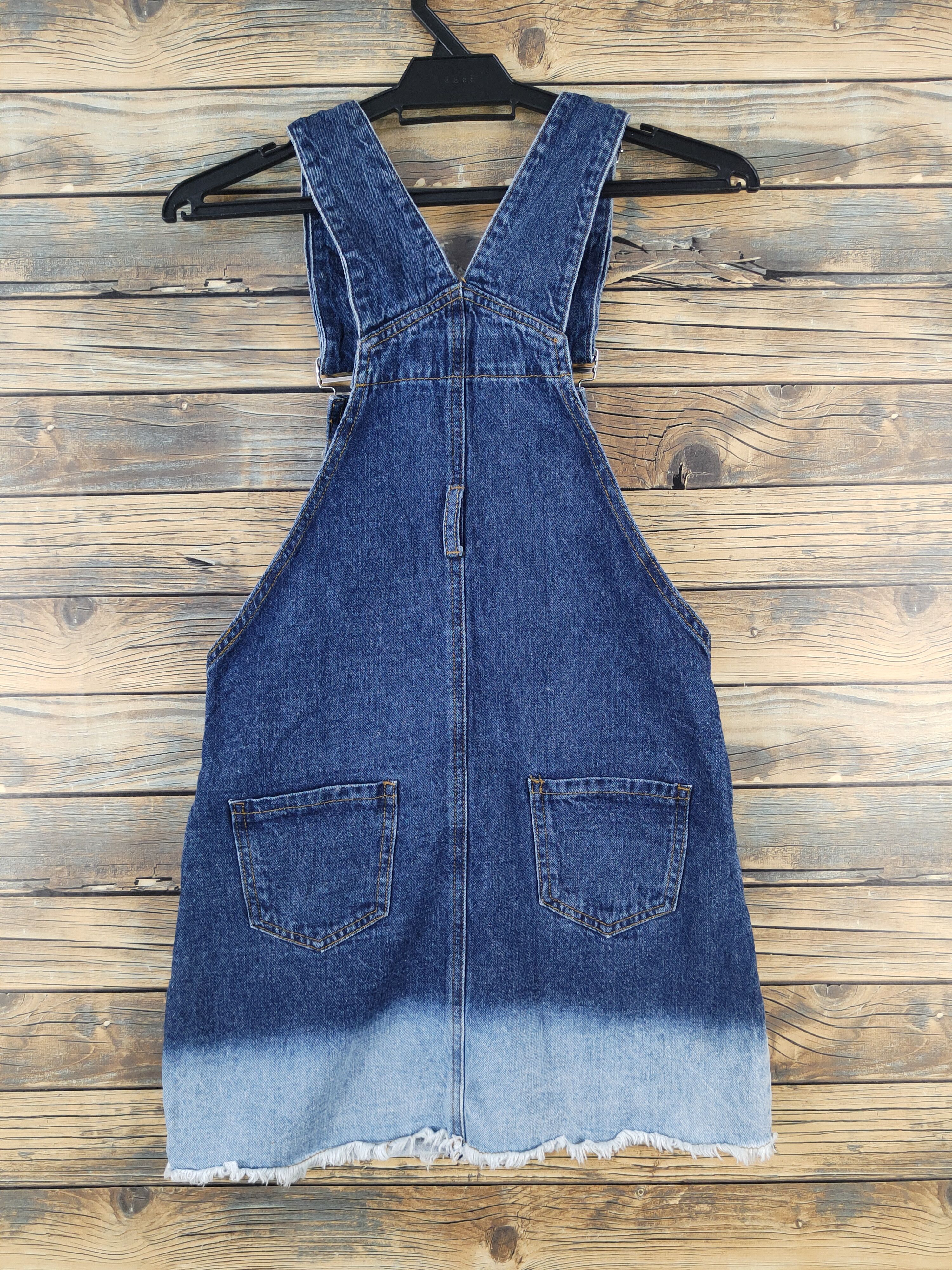 Japanese Brand × Vintage Eptison Dark Blue Distressed Denim Skirt Jumpsuits Size 29" - 8 Thumbnail