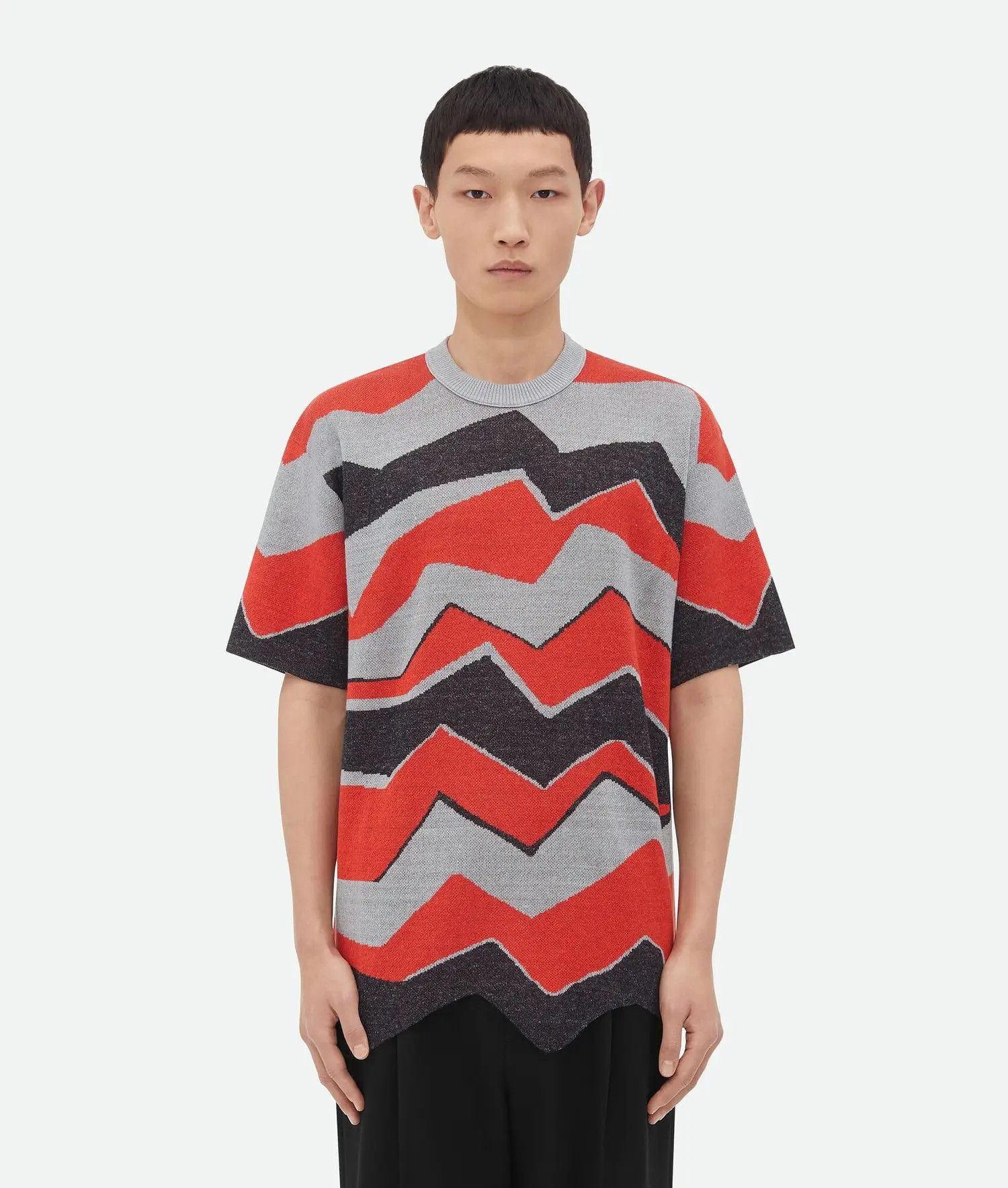 Bottega Veneta o1bcso1str0925 Zig-Zag Jacquard Knitted T-Shirt Multicolor Size US M / EU 48-50 / 2 - 1 Thumbnail