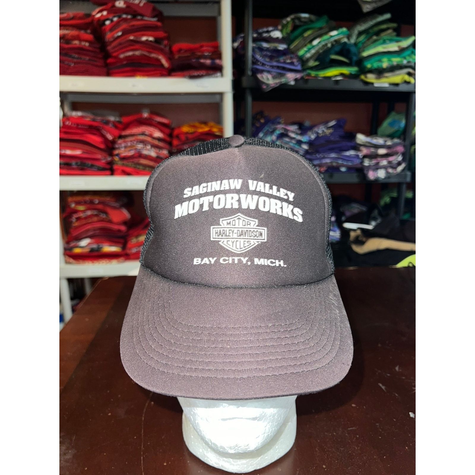 Vintage Vintage Harley Davidson Trucker Hat Saginaw Valley Cap VTG Size ONE SIZE - 1 Thumbnail