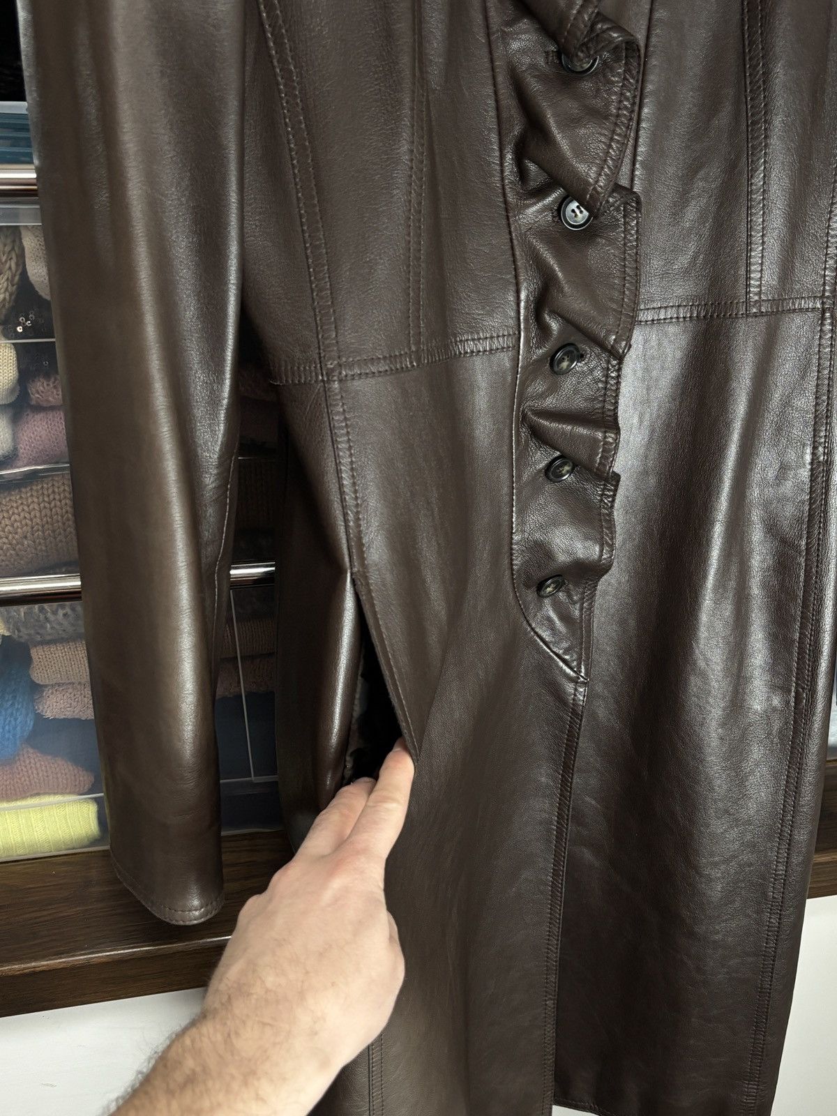 Escada Vintage Escada Luxury Brown Nappa Leather Coat Size S / US 4 / IT 40 - 8 Thumbnail