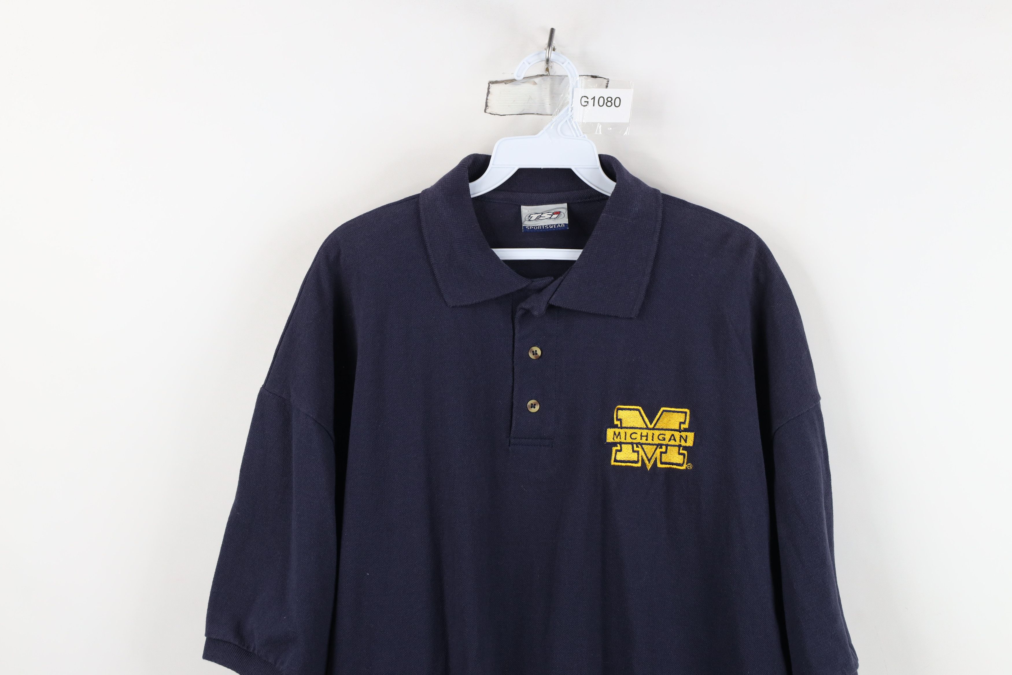 Vintage Vintage 90s University of Michigan Golf Polo Shirt Blue Size US XXL / EU 58 / 5 - 2 Thumbnail