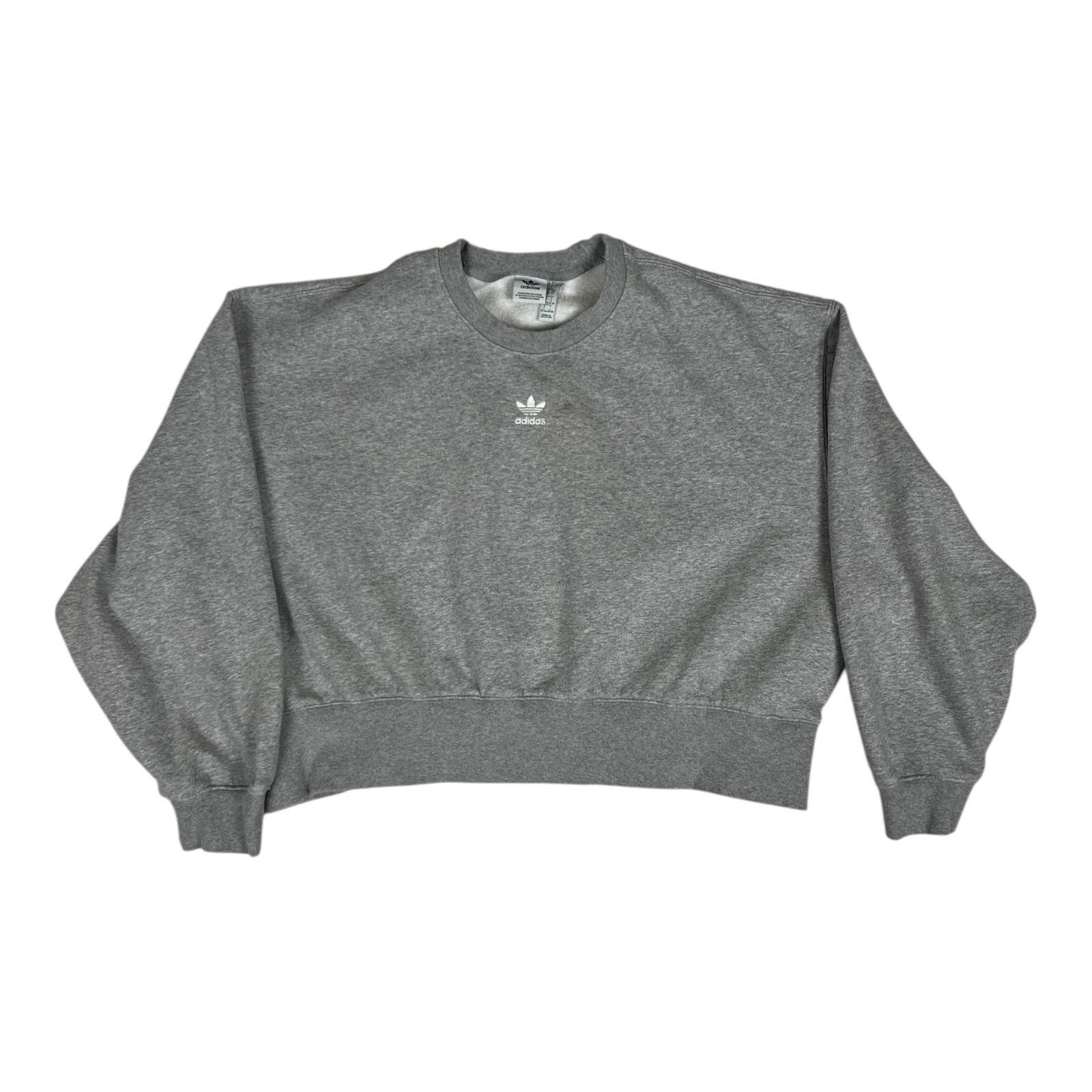 Adidas Adidas Sweatshirt Women's L Gray Trefoil Center Logo Cropped Size L / US 10 / IT 46 - 1 Thumbnail