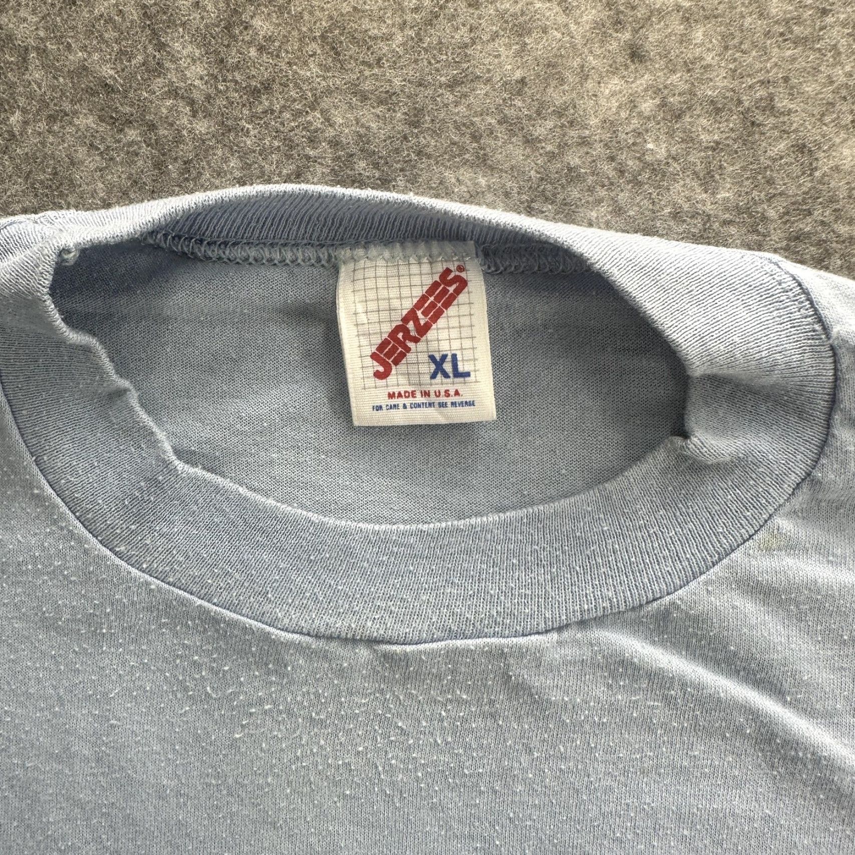 Jerzees VINTAGE Jerzees Shirt Mens XL Blue CP Logo 50/50 USA Made 80s Tee Size US XL / EU 56 / 4 - 5 Thumbnail