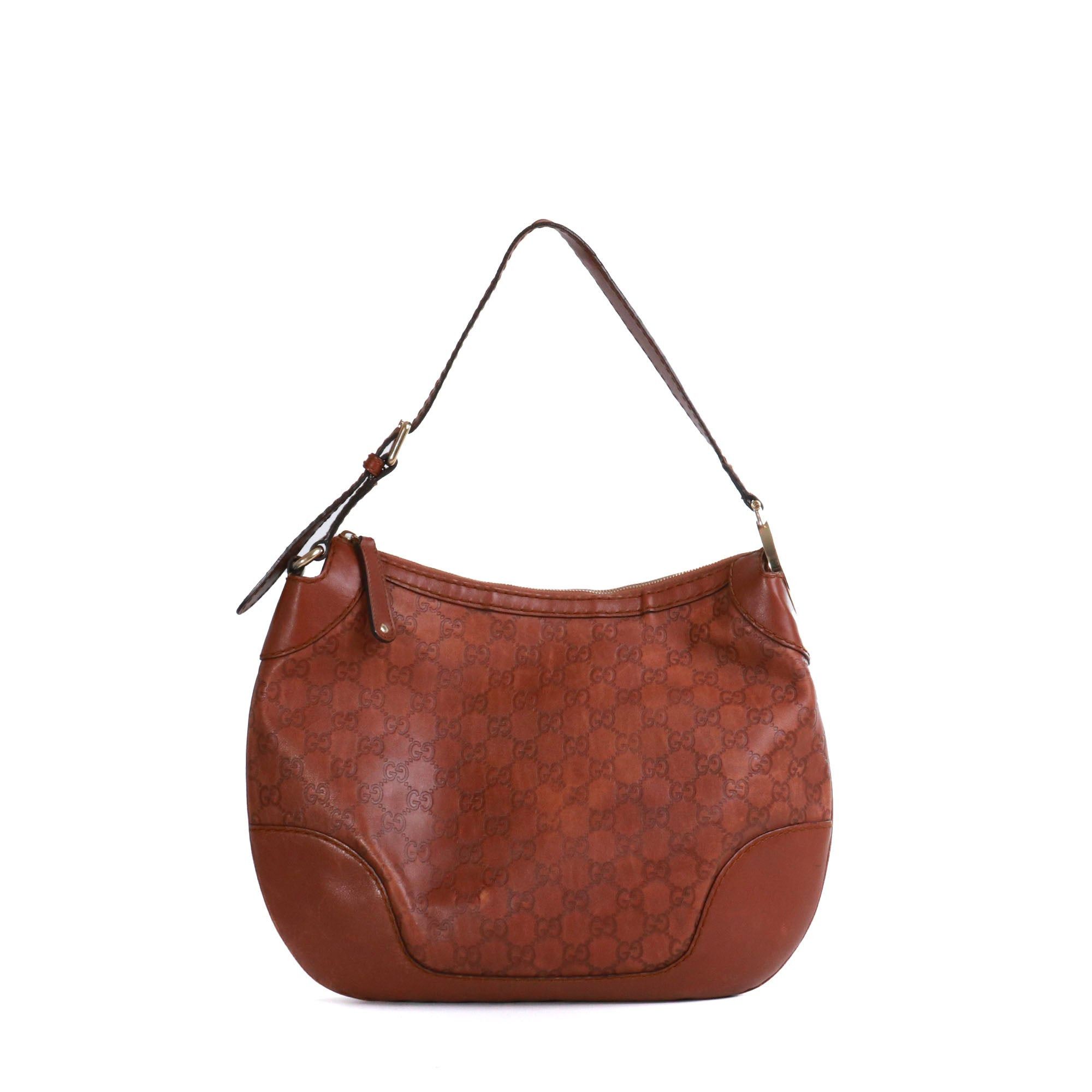 GUCCI - Gucci shoulder bag in vintage brown embossed leather
