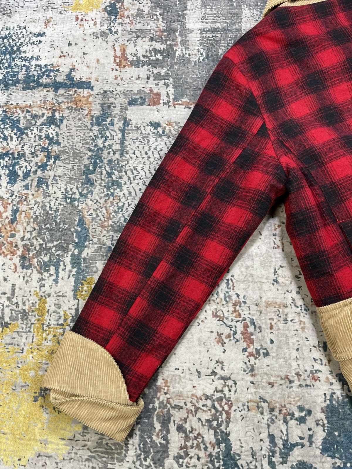 Japanese Brand Sacrifice Japan Plaid Wool Leather Trim Hunting Jacket Size US M / EU 48-50 / 2 - 9 Thumbnail